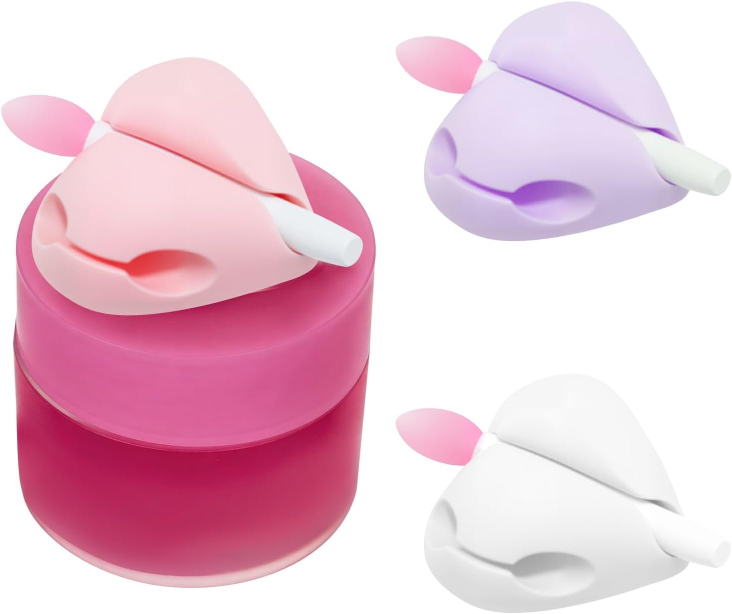 KEUYE Spatula Holder Compatible with Laneige Lip Mask-3 Holers and 3 Spatulas,Protective Silicone Brush Holder Topper Compatible with Laneige Lip Mask Applicator