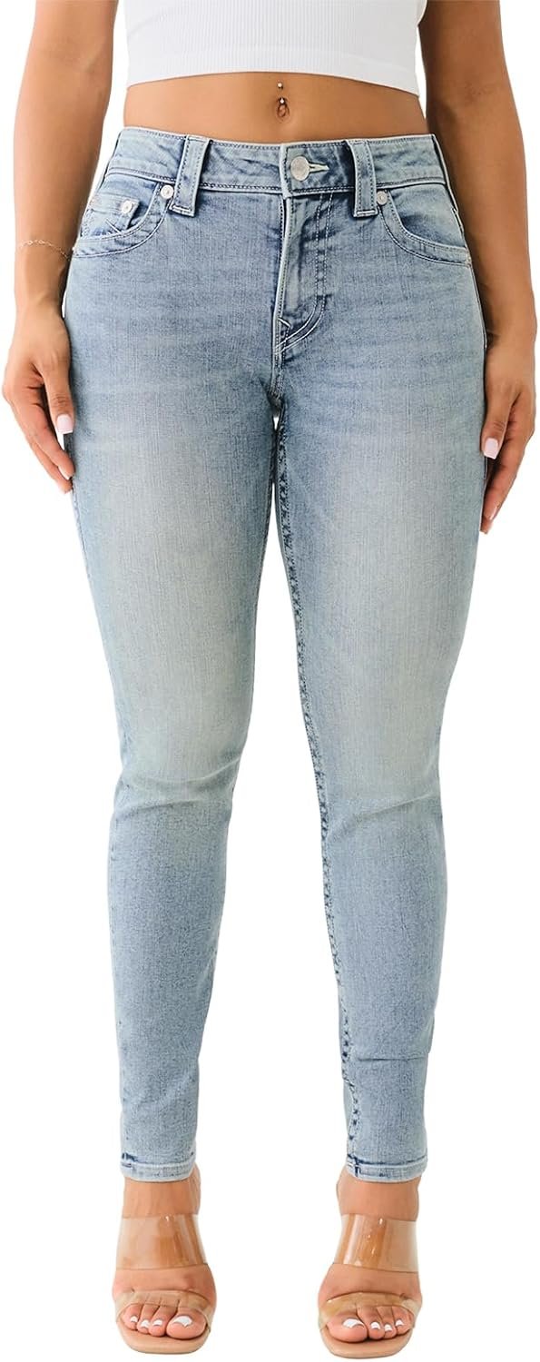 True Religion Women’s Jennie Mid Rise Curvy Fit Skinny Ankle Jean – Skinny Jeans for Women, Comfortable & Trendy