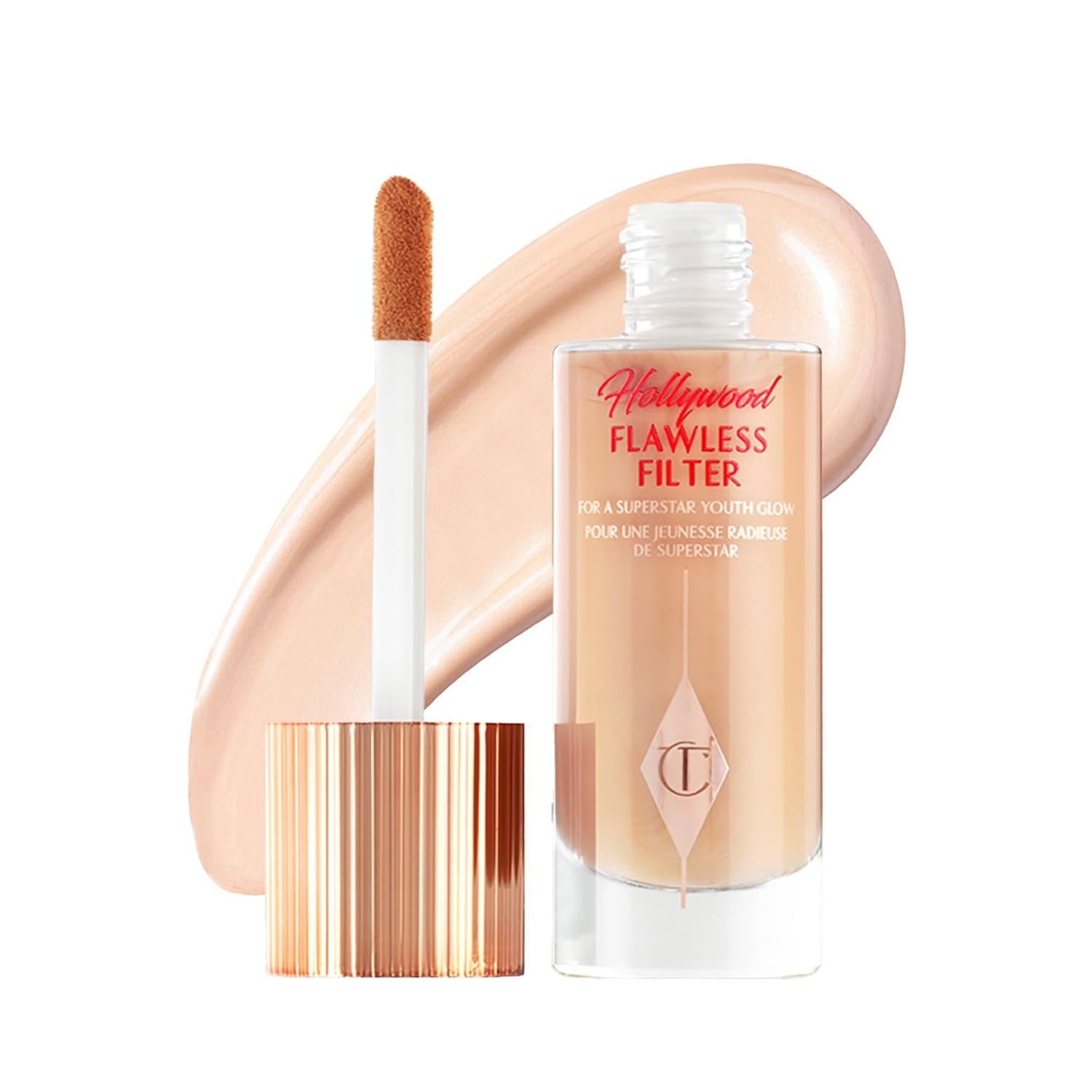 Charlotte Tilbury Hollywood Flawless Filter – Multi‑Use Makeup Primer, Complexion Booster & Illuminating Liquid Highlighter with Sheer Coverage – Smooths & Blurs Skin