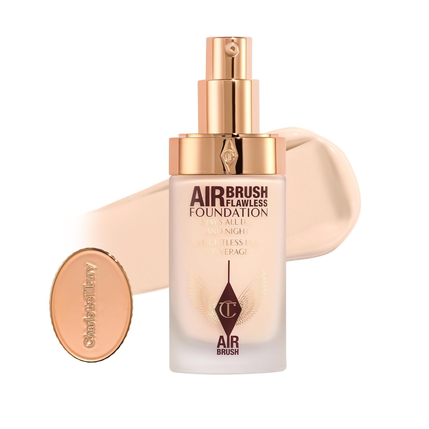 Charlotte Tilbury Airbrush Flawless Matte Foundation – Full Coverage Liquid Makeup with a Natural-Matte Finish – Smoothes & Blurs Pores – Waterproof & Transfer Resistant