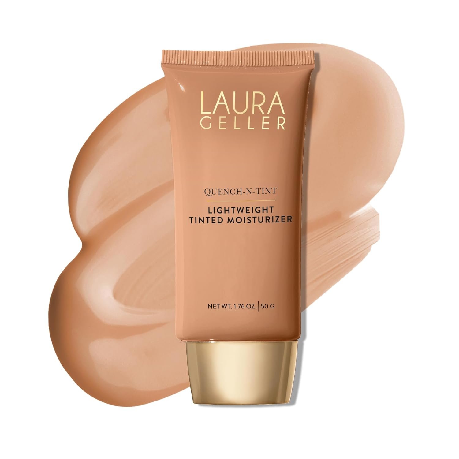 LAURA GELLER NEW YORK Quench-n-Tint Tinted Moisturizer – Sheer to Light Buildable Coverage – Natural Glow Finish – Lightweight Formula with Hyaluronic Acid, 04 Medium