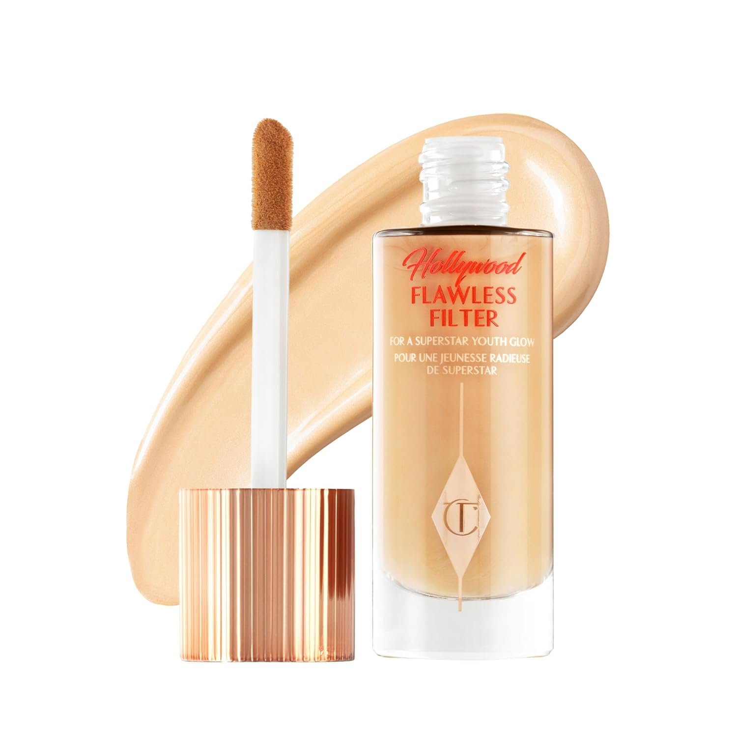Charlotte Tilbury Hollywood Flawless Filter – Multi‑Use Makeup Primer, Complexion Booster & Illuminating Liquid Highlighter with Sheer Coverage – Smooths & Blurs Skin