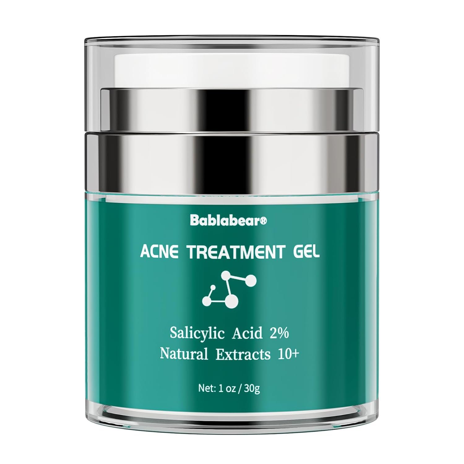Bablabear 2% Salicylic Acid Acne Treatment Cream for Face Back/Butt/Body,Spot Treatment for Pimples,Face Blemishes,Blackheads,Oil Control,Ingredients are Natural,Suitable for Teenagers/Women/Men（30g）