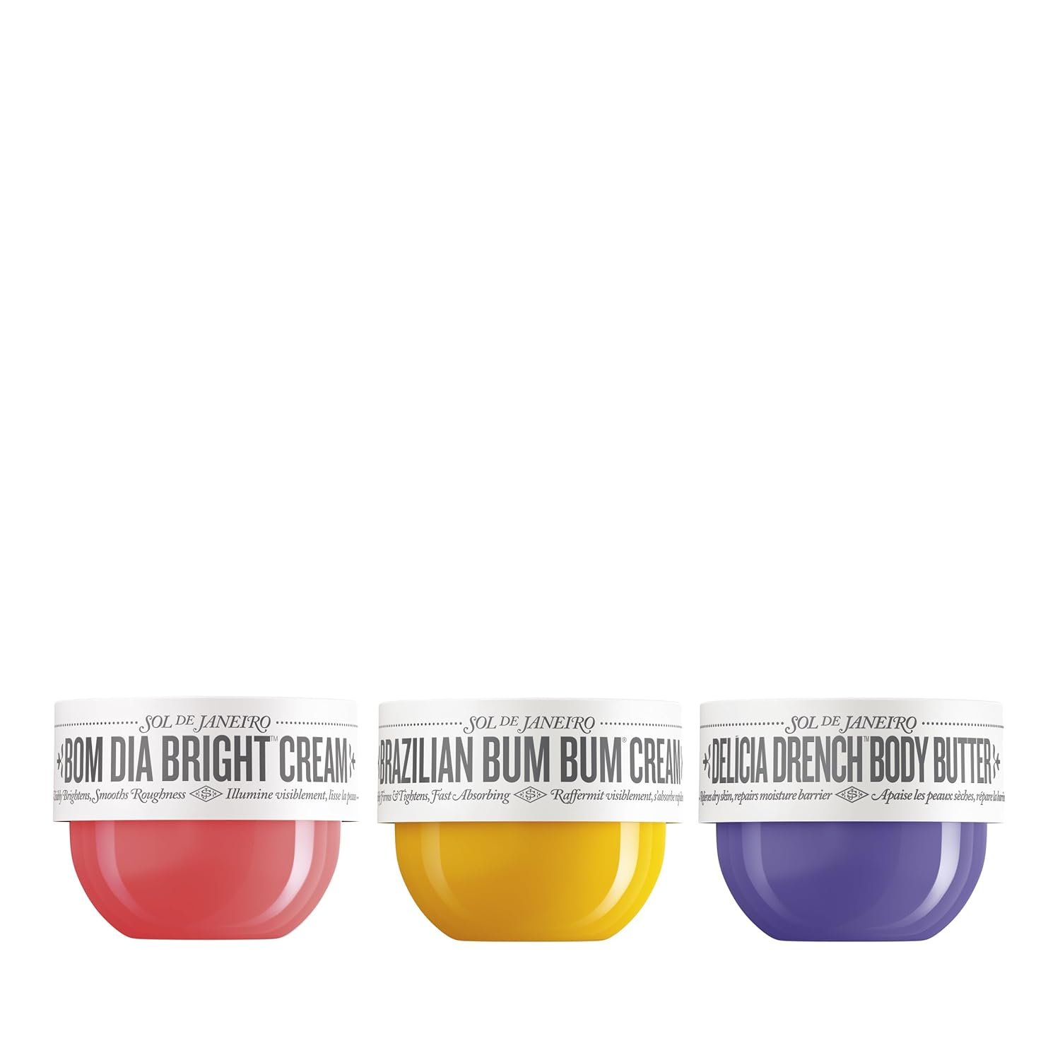 Sol de Janeiro Body Cream Trio, Visibly Tightening, Brightening & Moisturizing Bundle, Amazon Exclusive