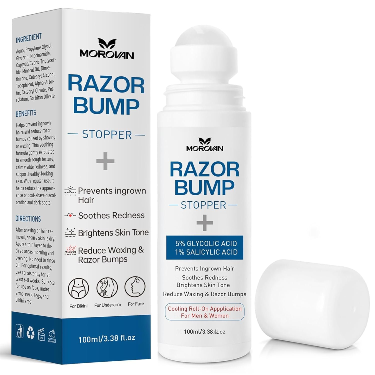 Razor Bumps Ingrown Hair Treatment: 3.38fl.oz Smoothing Solution for Body, Beard & Bikini Area Post Waxing After Shaving Serum for Ingrown Hair & Razor Burn – Women & Men
