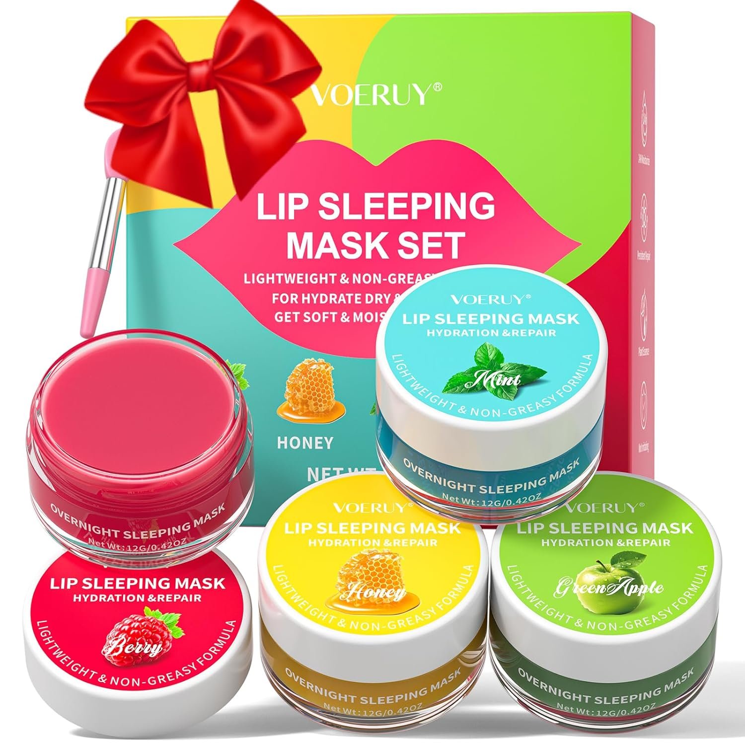 Lip Mask Set, 4PCS Lip Sleeping Mask – Mothers Day Gifts for Mom, Overnight Treatment Lip Care, Moisturize & Nourish Lip Butter Balm for Very Dry Lips, Cracked Dry Lips,12g*4