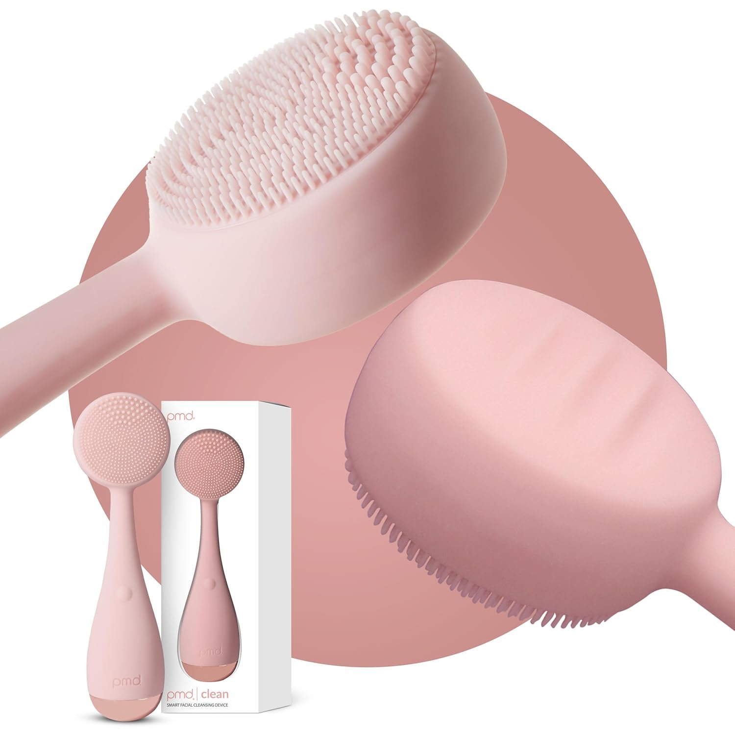 Clean, Acne, and Redvolution – Electric Facial Cleansing Brush, Smart Facial Device with Silicone Brush & Anti-Aging Massager, Red and Blue LED Light