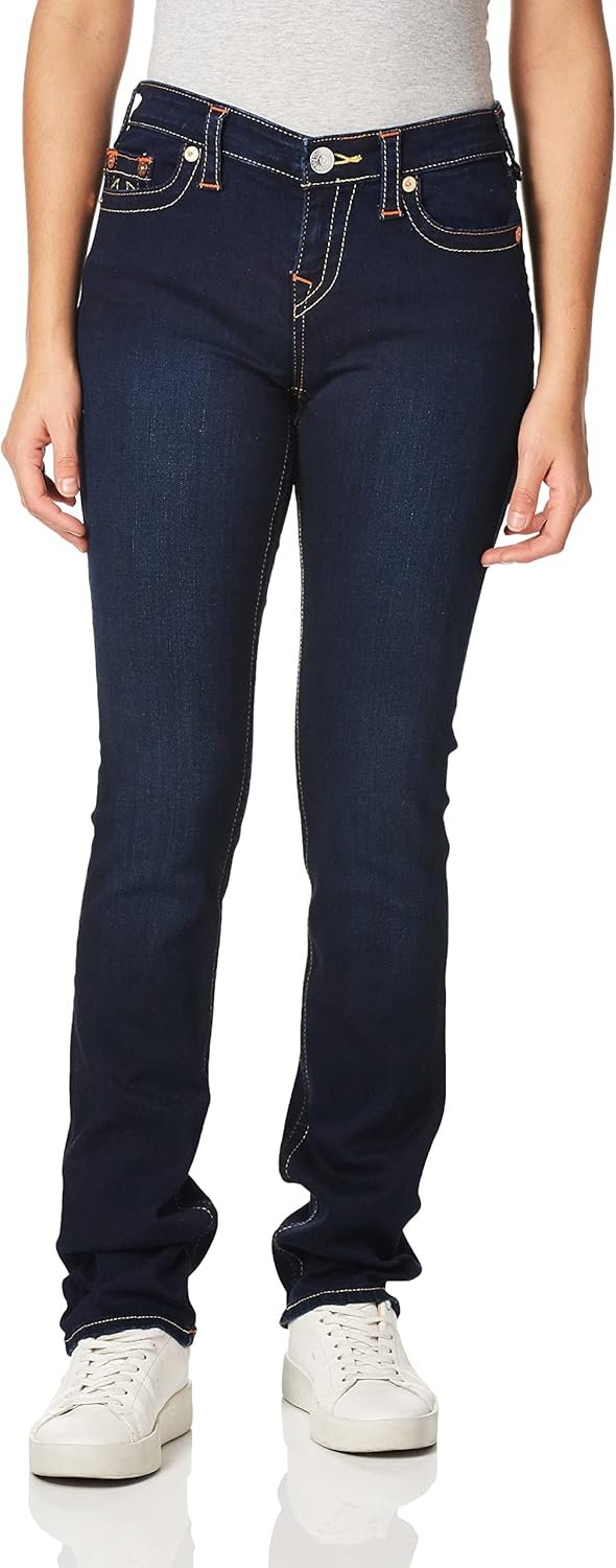 True Religion Womens Billie Mid Rise Straight Leg Jeans, Jeans for Women, Womens Fashion