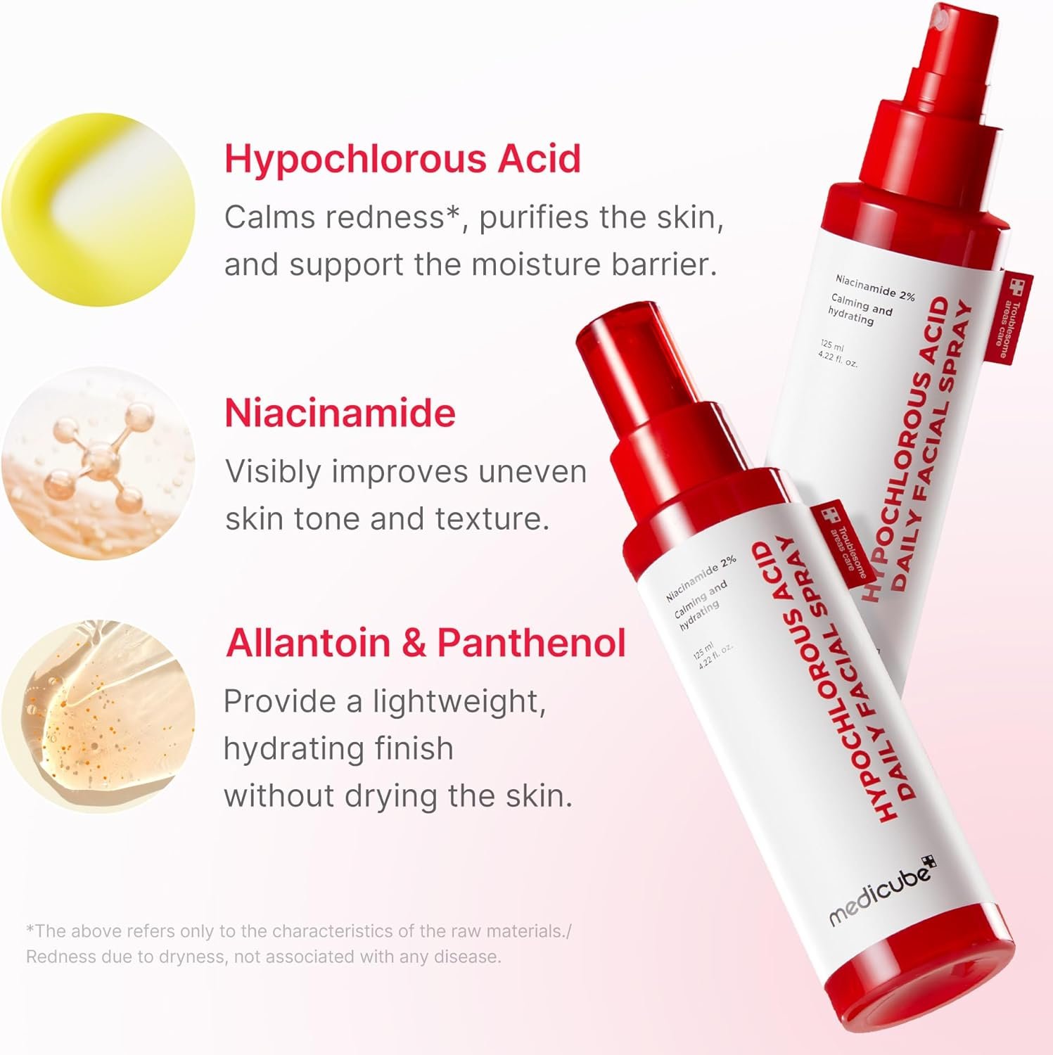 medicube Swipe & Spray Red Duo for Troubled Skin: Red Succinic Acid Panthenol Facial Peeling Pads and Power Soothing Spray