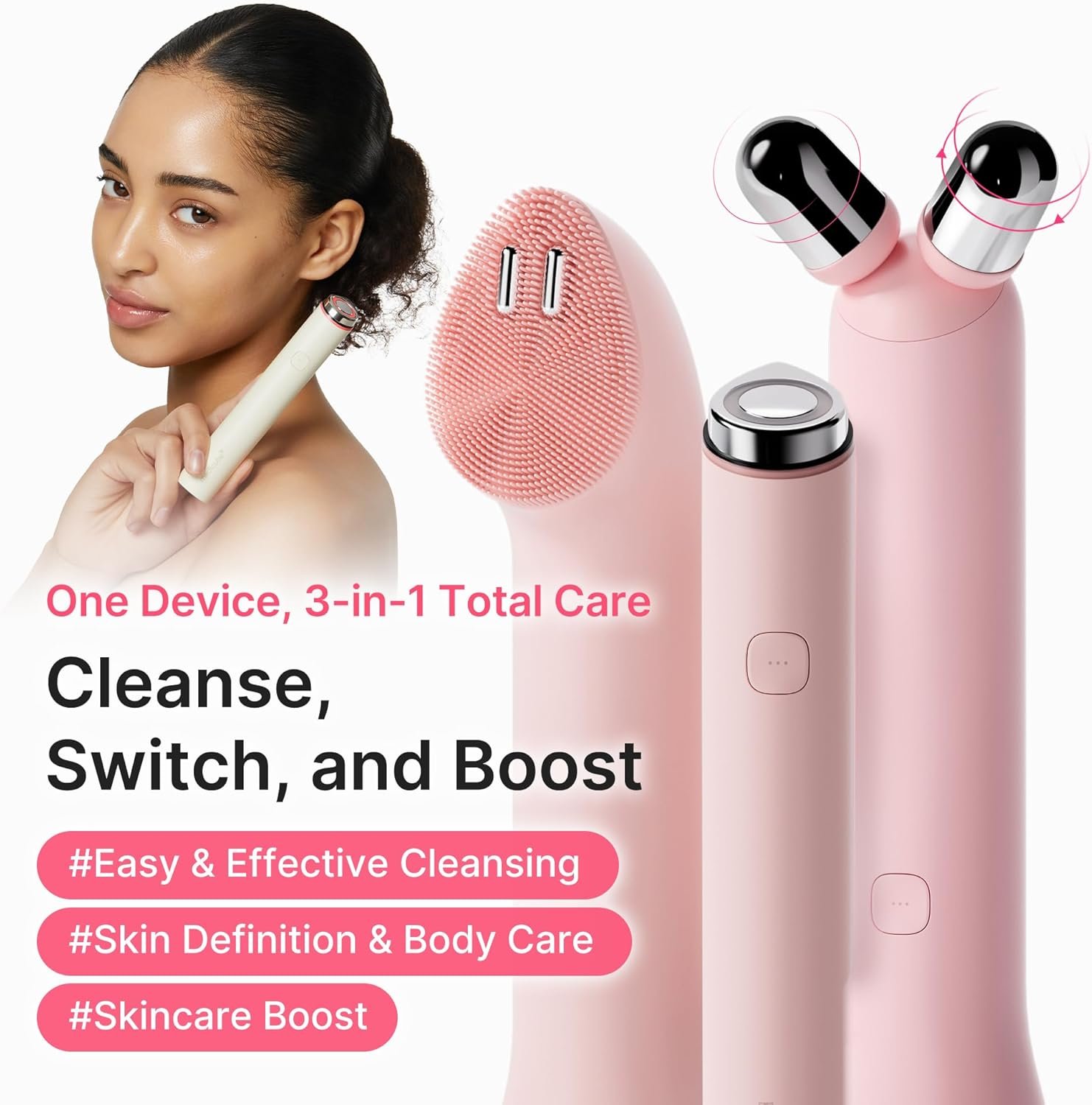 medicube All-in-One Skin Booster Device & Skincare Set: Mini Booster Pro Plus Full Set Beige, PDRN Peptide Serum, and PDRN Booster Gel | 3-in-1 Korean Facial Device for Cleansing, Firming, Hydrating