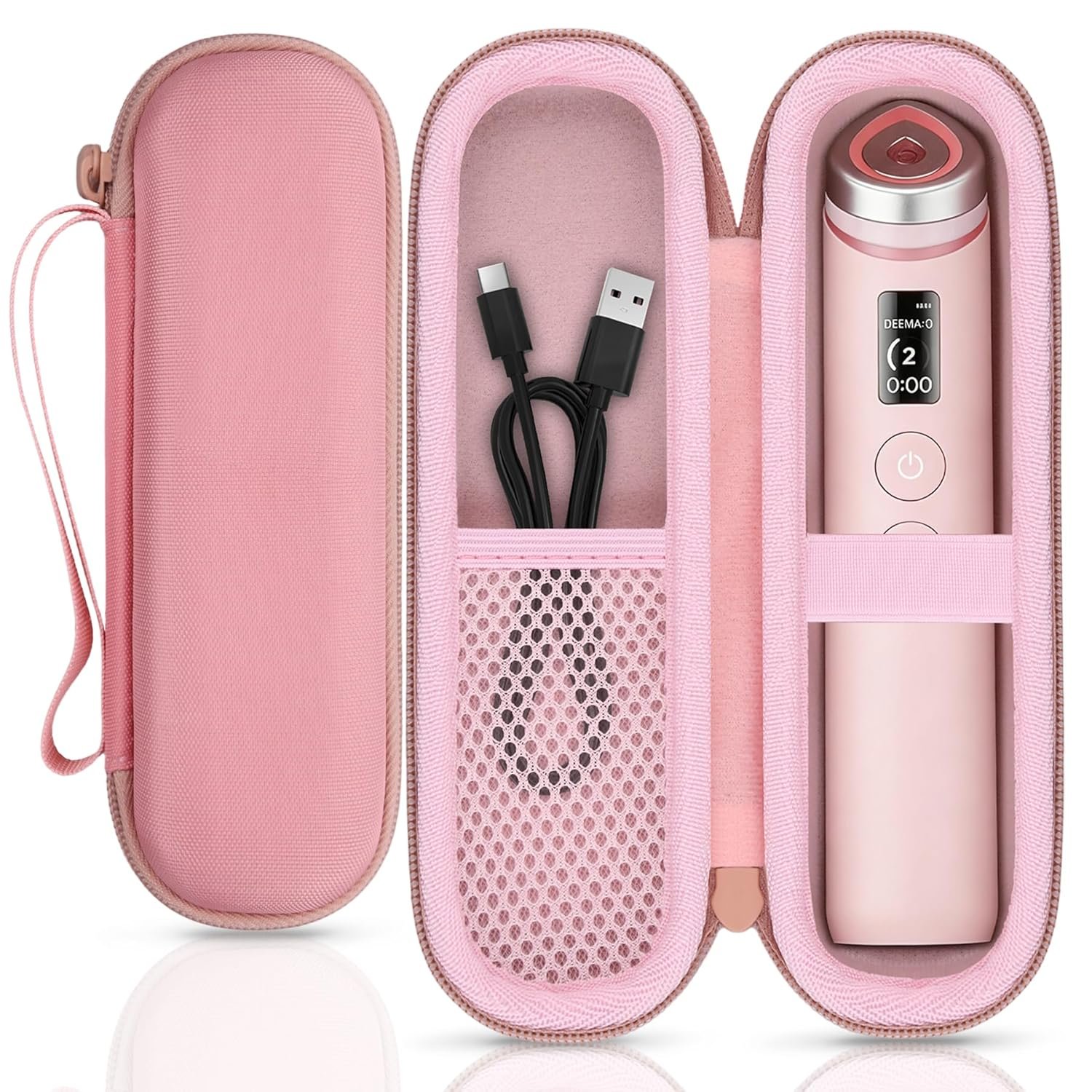 for medicube Booster Pro 6-in-1 Real Glass Glow Beauty Massager Protective Hard Case, Travel Storage Organizer for Women, Shockproof & Water-Resistant EVA Shell, Pink – co2CREA