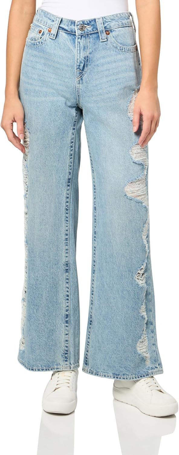 True Religion Women’s Heavily Destroyed Bobbi Baggy Jeans – Relaxed Fit