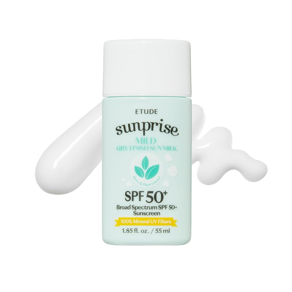ETUDE Sunprise Sunscreen Mild Sun Milk SPF 50+ / PA++++ (55ml) | Sebum-free, Non-Sticky, Long Lasting Protection, 100% Mineral Korean Sunscreen for sensitive skin | perfect for Coachella Essentials