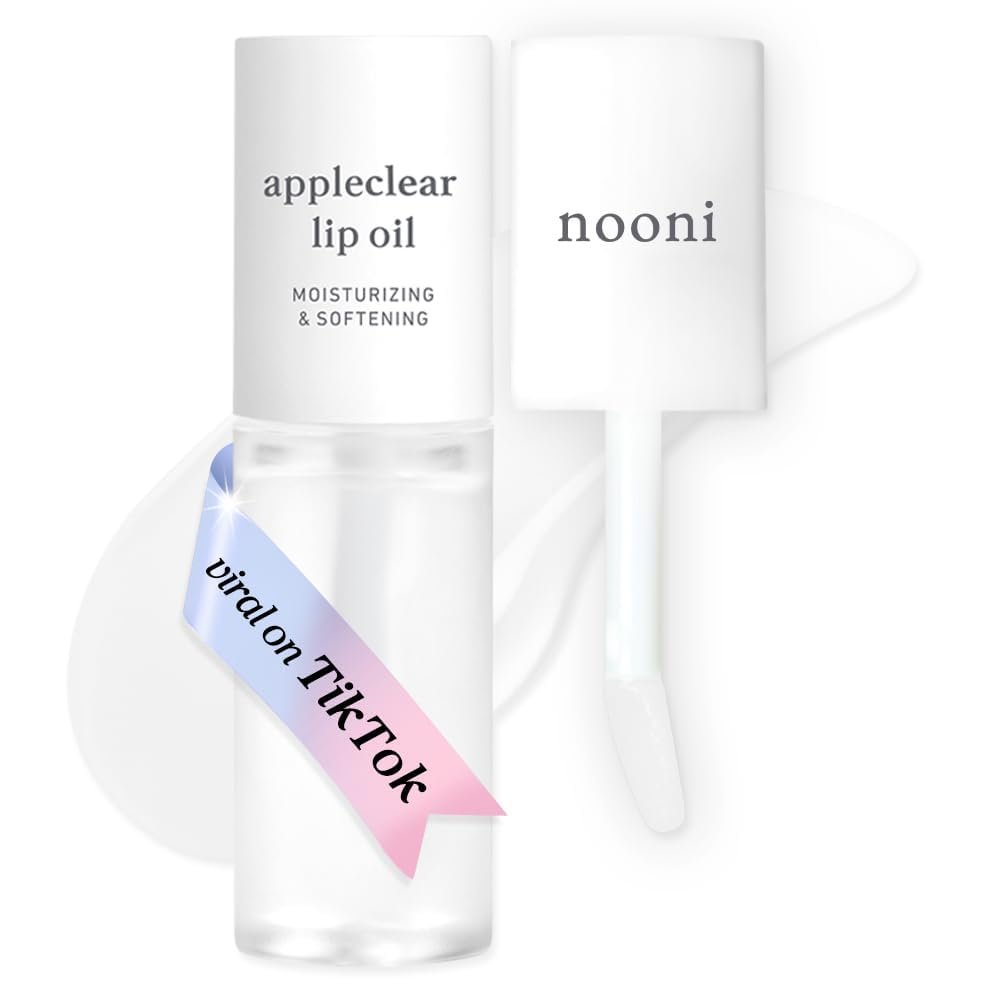 NOONI Korean Lip Oil – Appleclear | Long-Lasting, Moisturizing, Plumping, Revitalizing for Dry Lips, Waterproof, No Peel Off, Hydrating Lip Stain, Nourishing Crystal Clear Stocking Stuffers 0.12 FL Oz