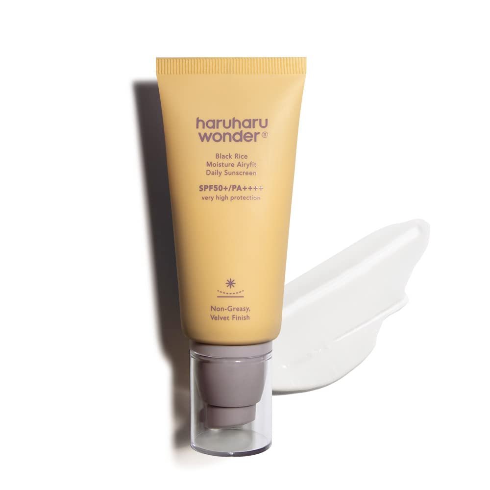 Haruharu Wonder Black Rice Moisture Airyfit Daily Sunscreen 1.69fl.oz – Velvet Finish, No White Cast, Hydrating, Moisturizing, Korean Skin Care, Vegan, Clean Beauty