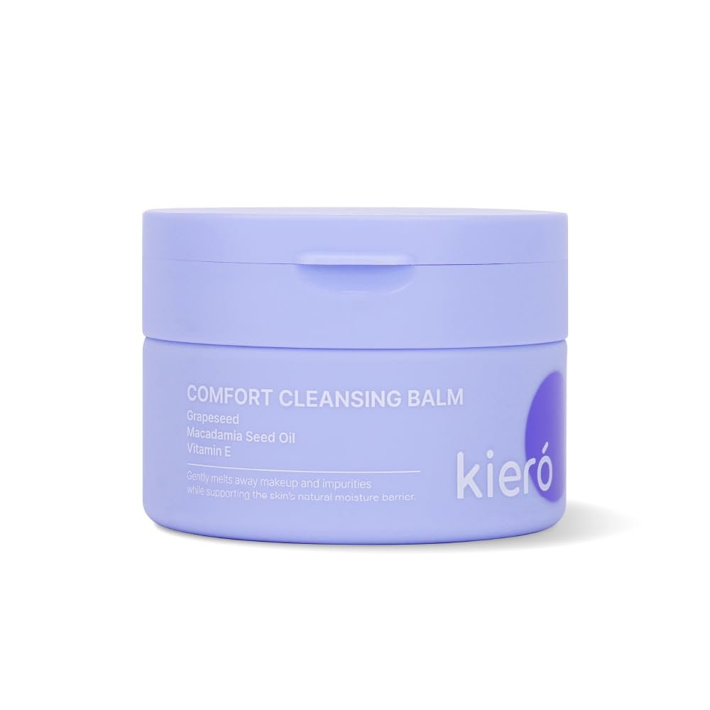 Kiero Comfort Cleansing Balm – Nourishing Melting Balm Facial Cleanser with Vitamin E, Grapeseed & Macadamia Oils – Vegan, Lightweight Skin Barrier Repair Face Wash for Dirt & Impurities (2.82 oz)
