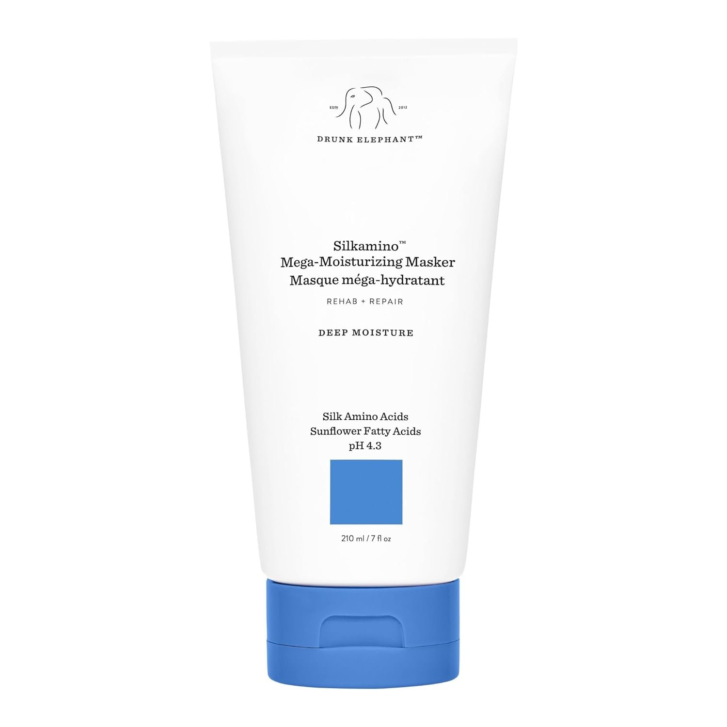 Drunk Elephant Silkamino Mega-Moisturizing Masker – 210 ml/7 fl oz – Silk Amino Acids – Clean Clinical – Sulfate-Free – Cruelty-Free – Dermatologist-Tested – Free of Essential Oils, Silicones, and SLS