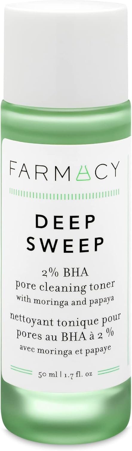 Farmacy 2% Salicylic Acid Toner for Face – Deep Sweep Gentle BHA Exfoliant for Oily Skin – Refines Texture with Papaya Enzymes & Moringa Water for a Healthy-Looking Complexion (50ml)