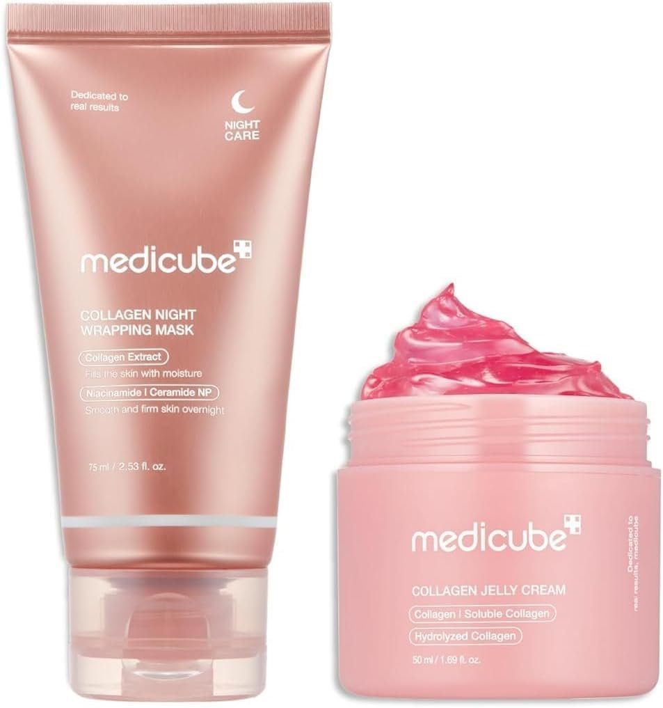 medicube Korean Collagen for Beginner: Collagen Overnight Wrapping Peel Off Facial Mask Pack and Jelly Cream (1.69 Fl Oz (50ml)