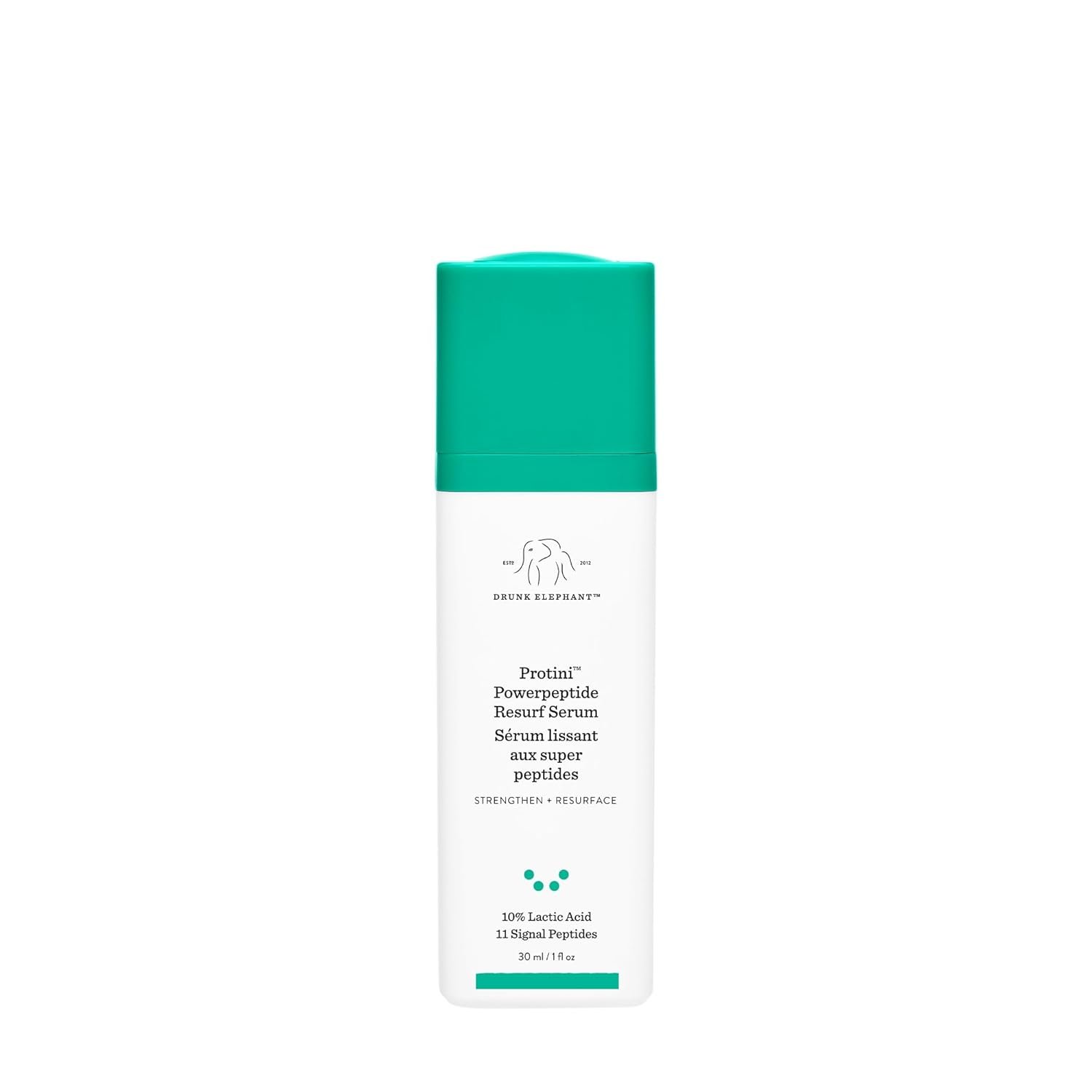 Drunk Elephant Protini Powerpeptide Resurf Serum – 30 ml/1 fl oz – Exfoliating Lactic Acid AHA Serum – Clean Clinical Skincare – Cruelty-Free – Free of Essential Oils, Silicones, and Fragrance