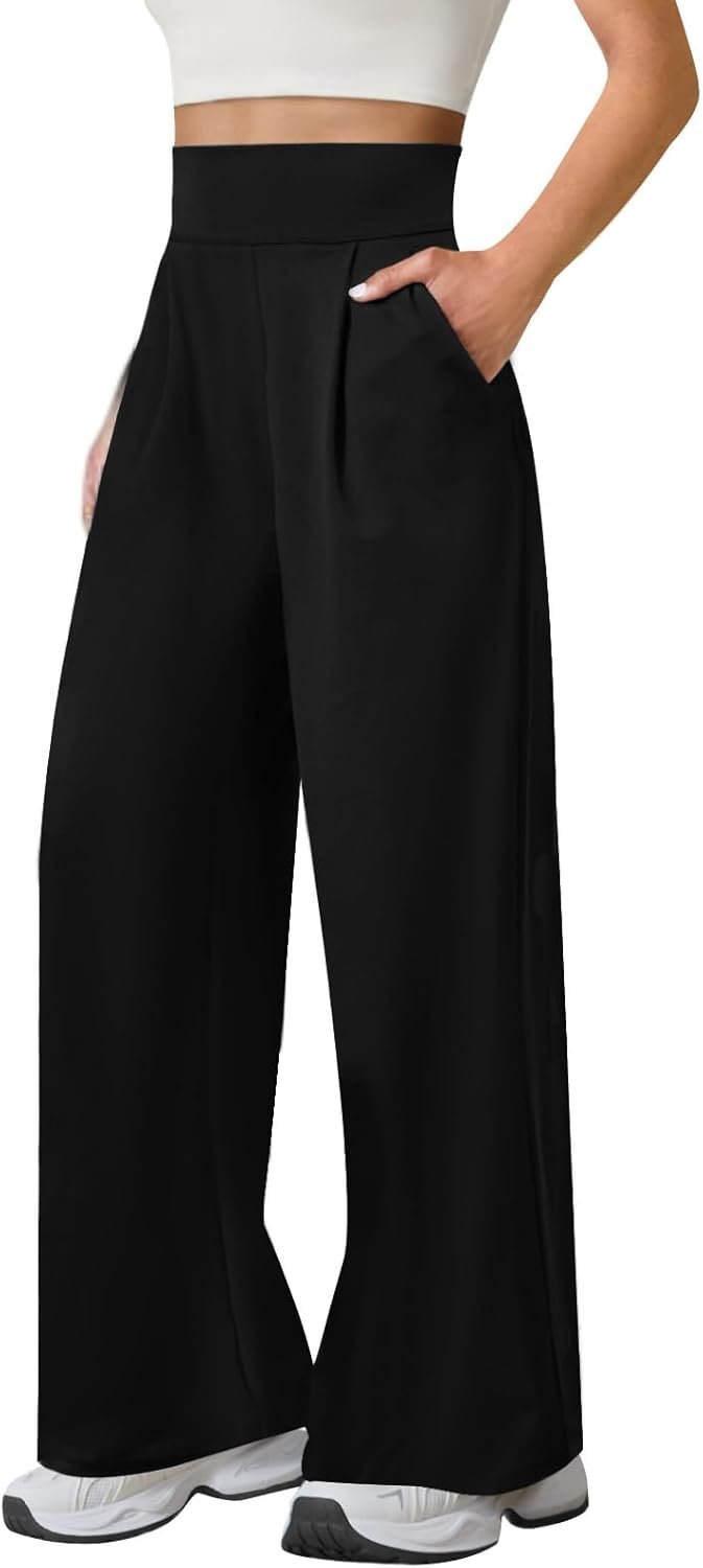 JEKAOYI Womens Wide Leg Yoga Pants High Waist Loose Stretch Casual Lounge Workout Gym Trousers with Pockets