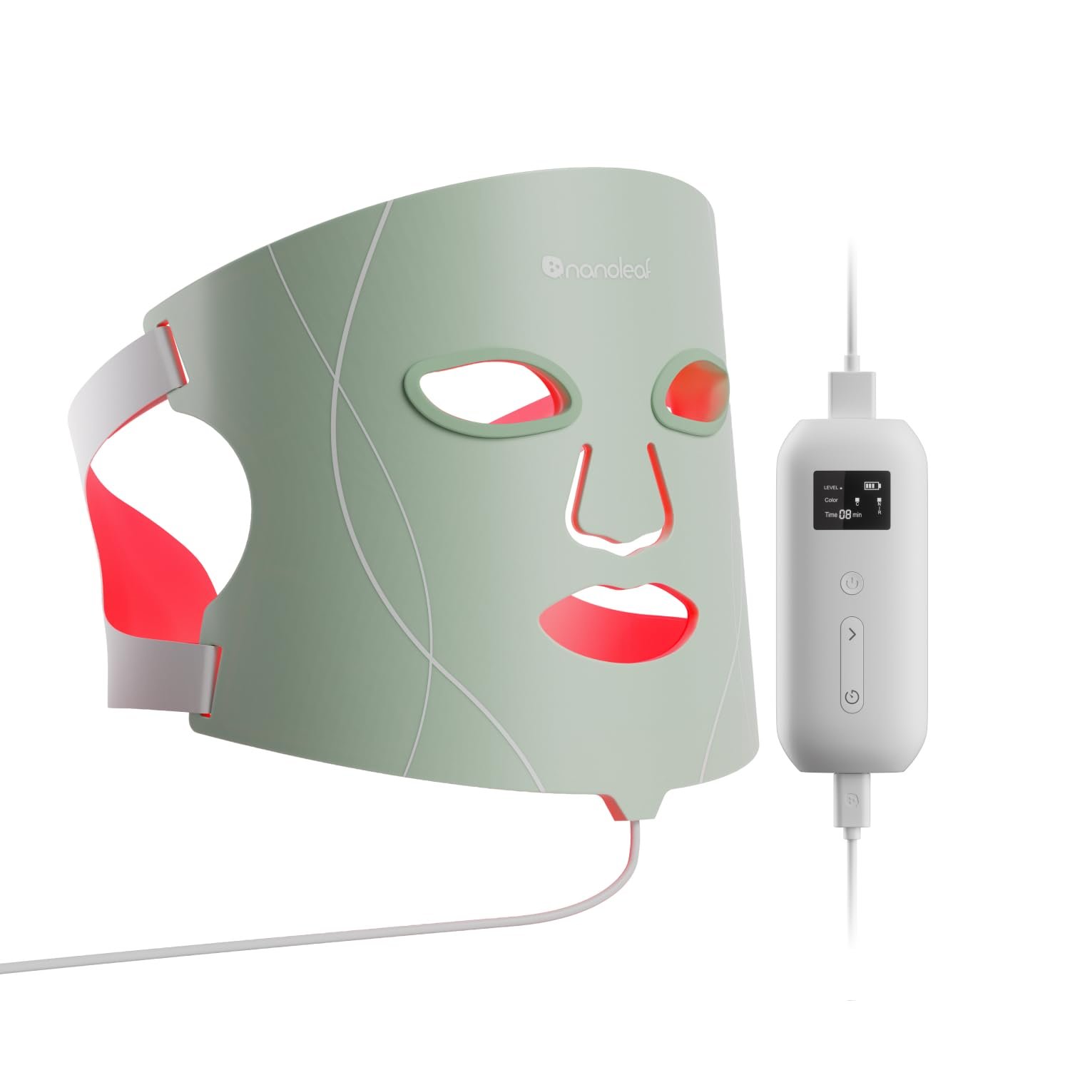 Nanoleaf FDA-Cleared LED Light Therapy Face Mask with 7 Treatment Modes – Professional Red & Blue Light with NIR Facial Device for Anti-Aging – 432 LEDs, Rechargeable