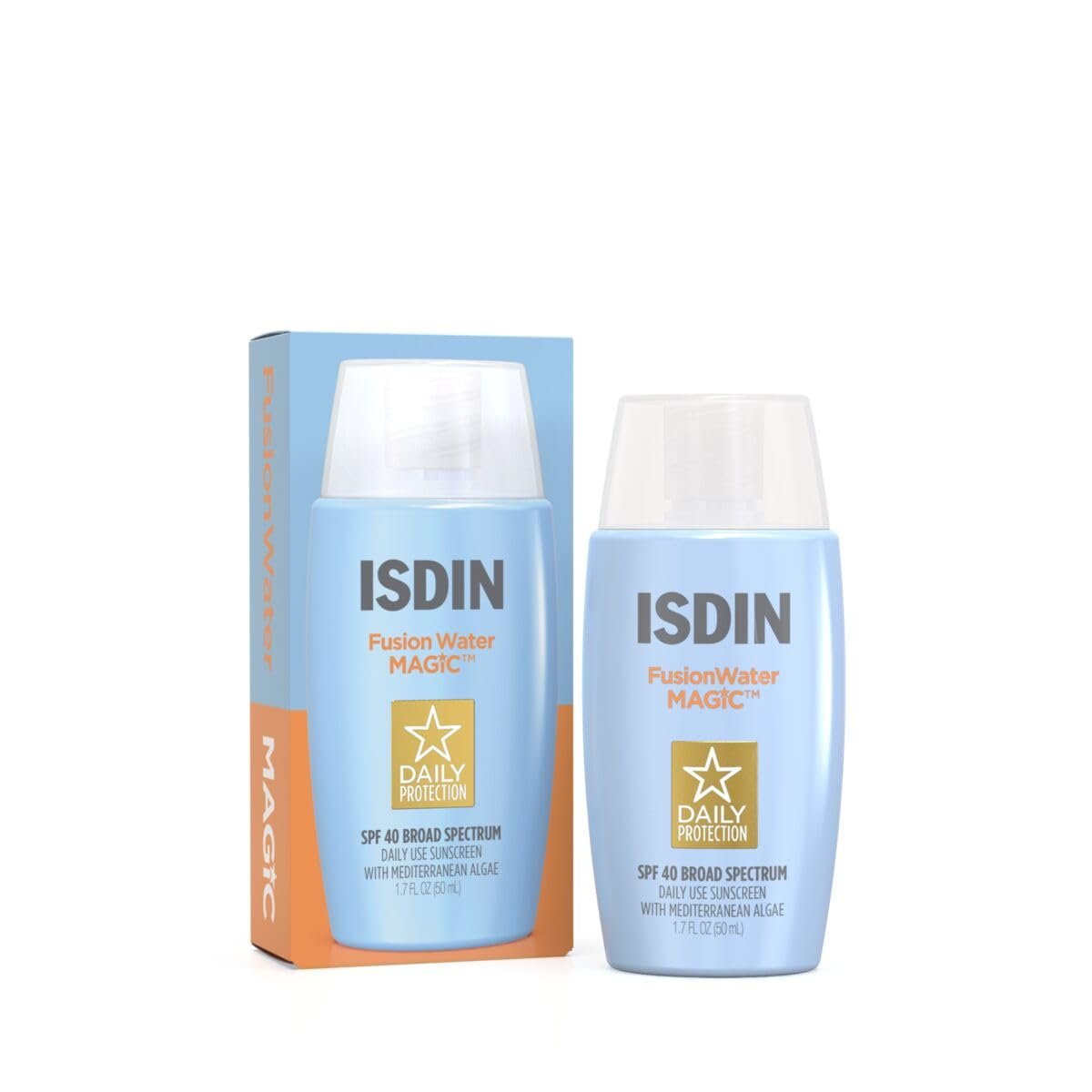 ISDIN Fusion Water MAGIC, Ultralight Broad Spectrum SPF 40 Sunscreen with Hyaluronic Acid and Vitamin E