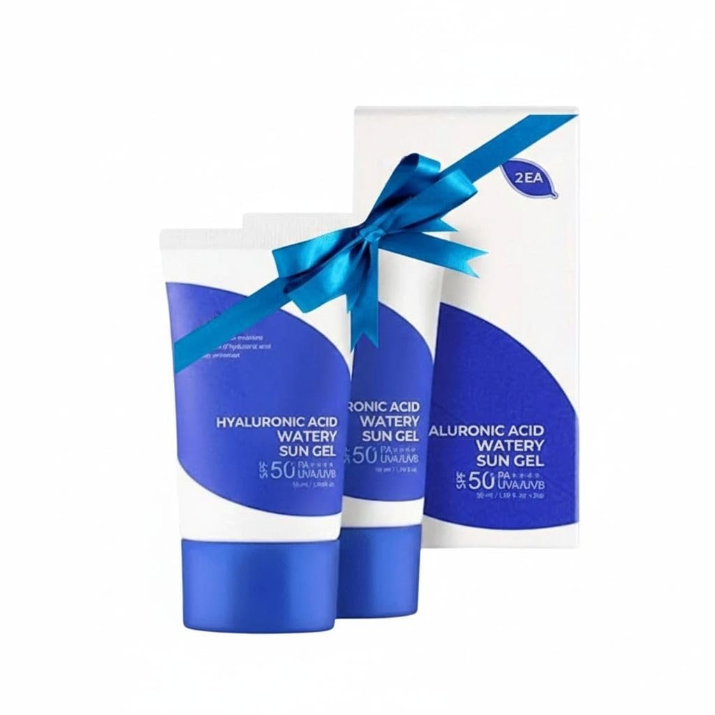 Hyaluronic Acid Watery Sun Gel SPF 50+ PA++++, Lightweight moisturizing Sunscreen with No White Cast,non-sticky UV Protection, 50ml – 2 Pack – Korean Sunscreen