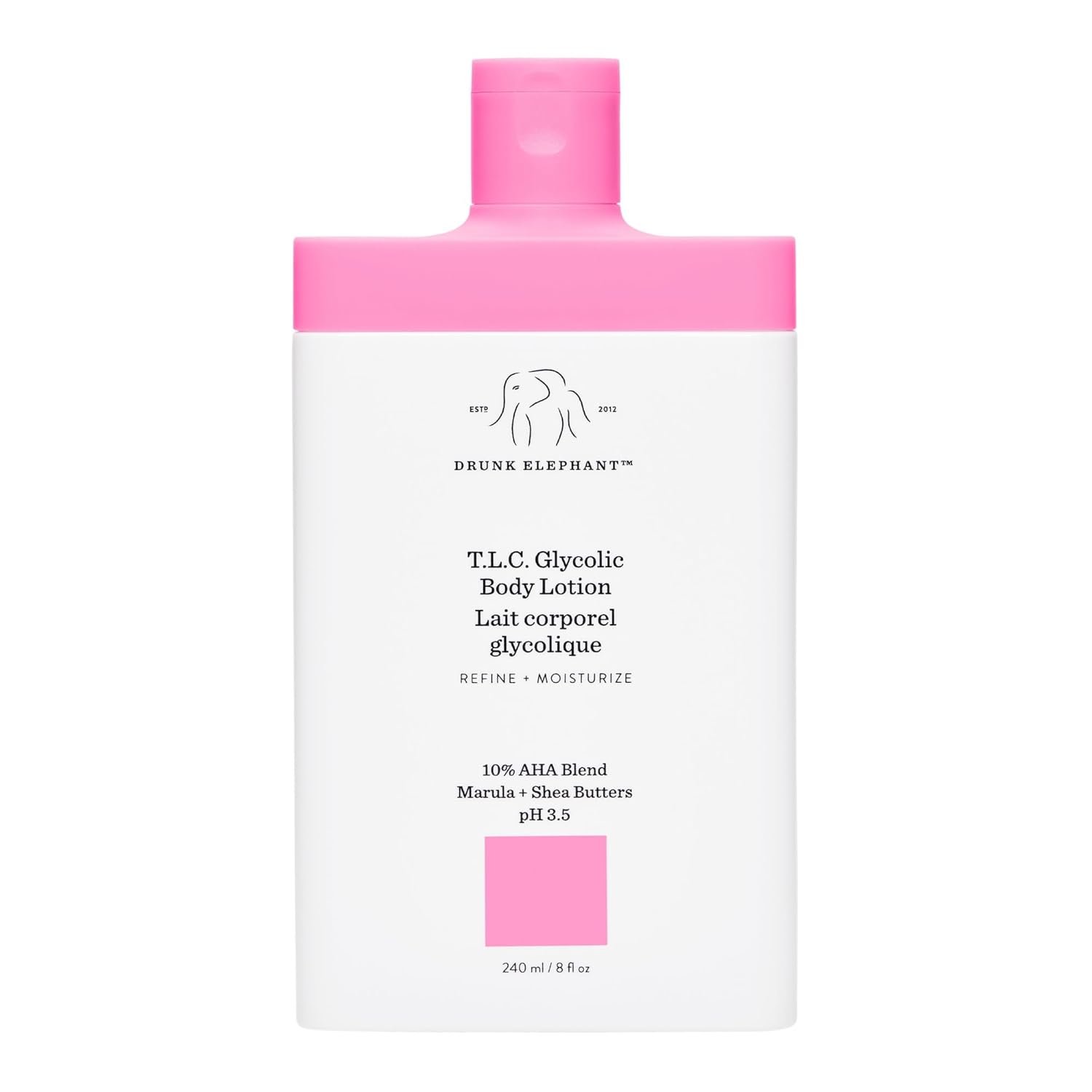 Drunk Elephant T.L.C. Glycolic Body Lotion – 240 ml/8 fl oz – Lightweight 10% Exfoliating AHA Lotion – Clean Clinical Skincare – Cruelty-Free – Free of Essential Oils, Silicones, and Fragrance