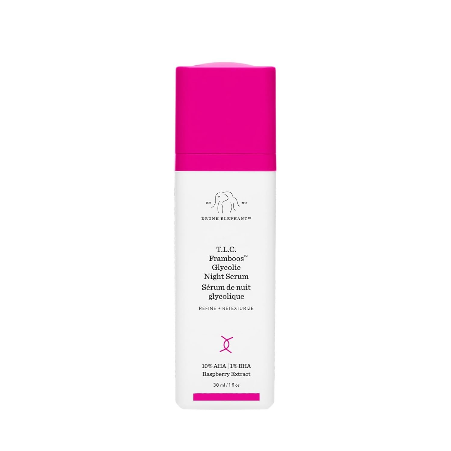 Drunk Elephant T.L.C. Framboos Glycolic Serum – Exfoliating AHA Serum – Clean Clinical Skincare – Cruelty-Free – Dermatologist-Tested – Free of Essential Oils, Silicones, and Fragrance