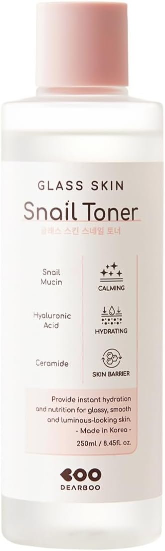 DEARBOO Glass Skin Snail Toner, 8.45 fl oz – Hydrating Facial Toner with Snail Mucin for a Radiant-Looking Complexion