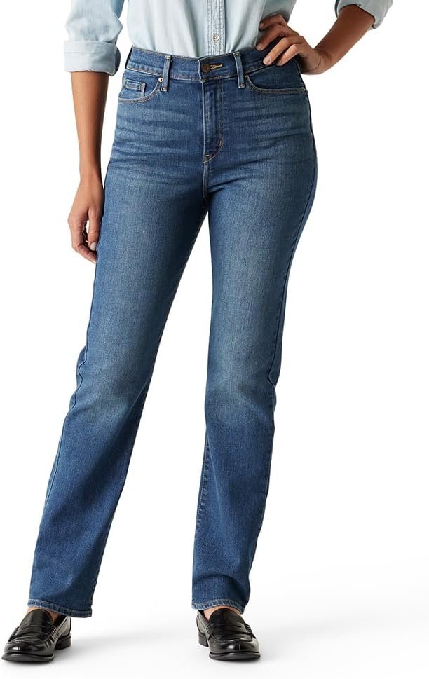 Levi Strauss Signature Women’s High-Rise Straight Jeans Stretch Denim (Standard and Plus)