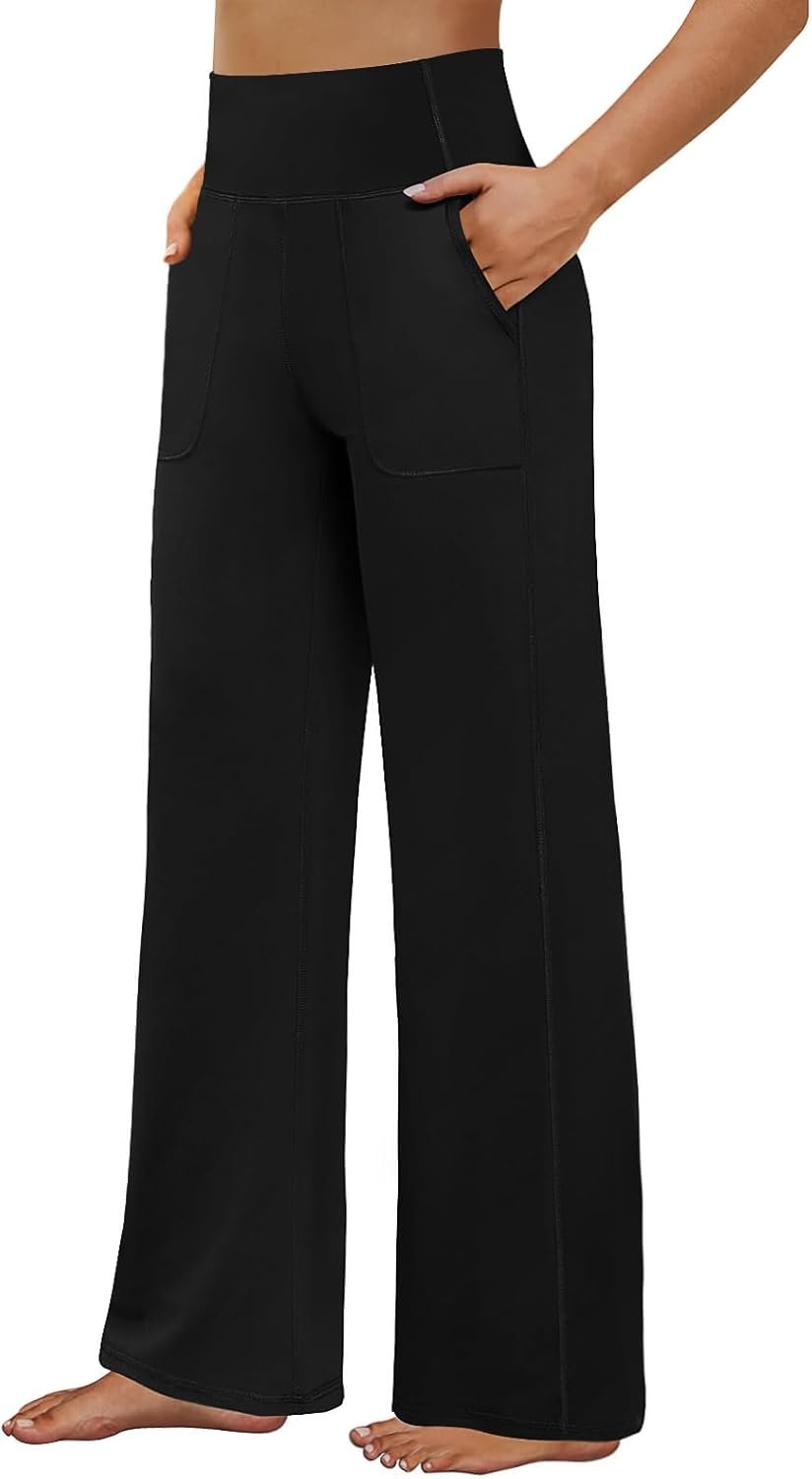 FireSwan Yoga Pants Women Wide Leg Pants High Waist Stretch Dress Loose Casual Lounge Sweatpants with Pockets
