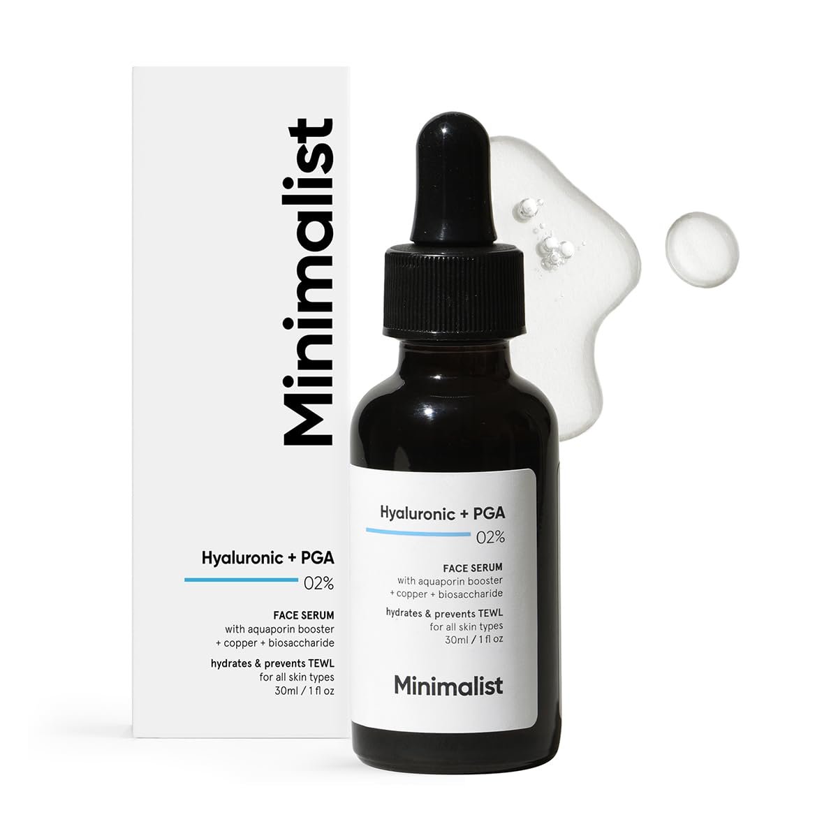Minimalist Hyaluronic Acid + PGA 2% Face Serum for Multi Depth Hydration, Glow & Lesser Fine Lines | For Plumper & Smoother Skin | For Women & Men | For all Skin Types | 1 Fl Oz / 30 ml