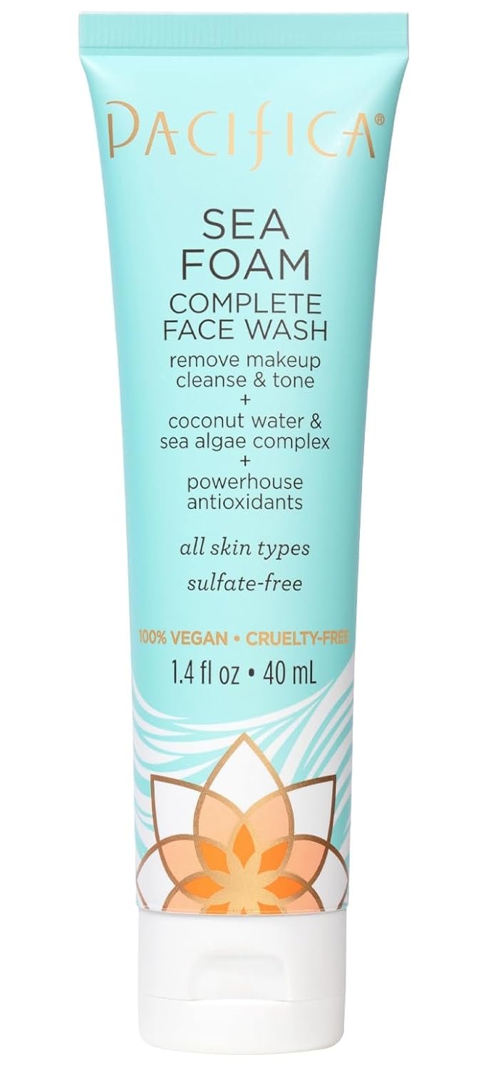 Pacifica Face Wash – Sea Foam Mini Travel Size, Skincare, Daily Gentle Foaming Cleanser, Makeup Remover, Face Cleanser, Skin Care, For Combination and Oily Skin, Vegan, 1.4 fl oz (1 Count)