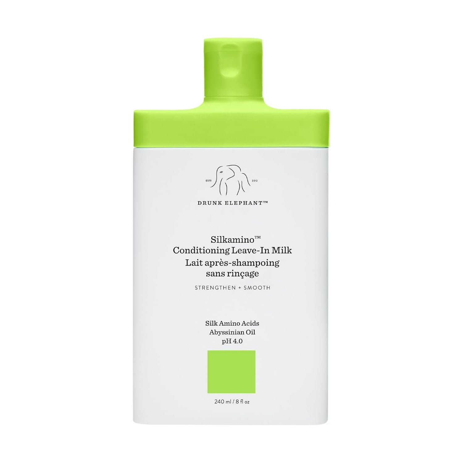 Drunk Elephant Silkamino Conditioning Leave-In Milk – 240 ml/8 fl oz – Silk Amino Acids – Clean Clinical – Cruelty-Free – Dermatologist-Tested – Free of Essential Oils, Silicones, and SLS