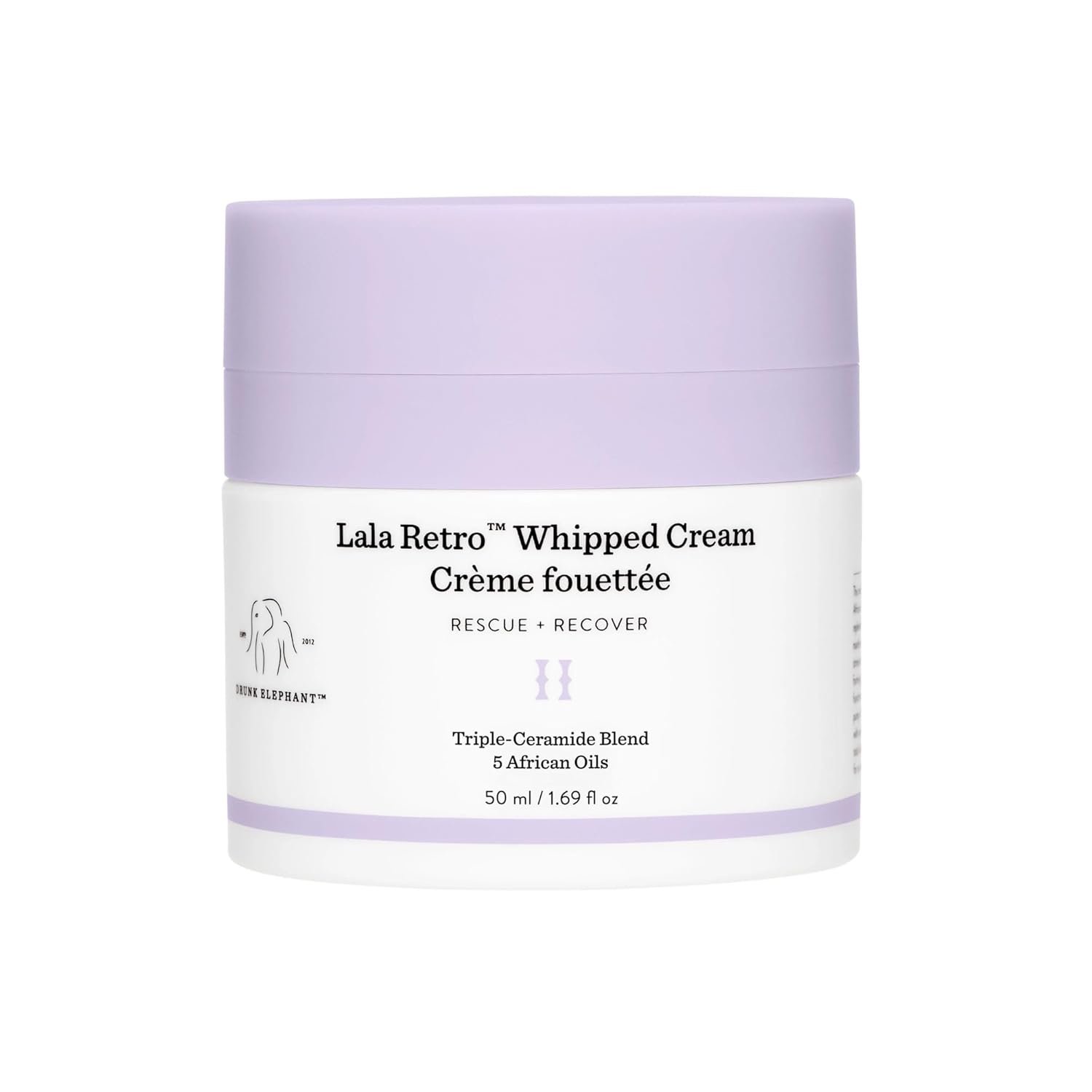 Drunk Elephant Lala Retro Whipped Cream – Ceramide Moisturizer – Clean Clinical Skincare – Cruelty-Free – Dermatologist-Tested – Free of Essential Oils, Silicones, and Fragrance