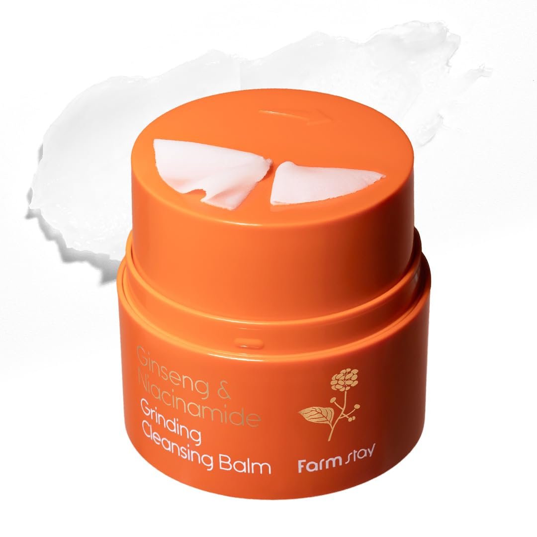 FARMSTAY Ginseng & Niacinamide Grinding Cleansing Balm | Twist Up Face Makeup Cleansing Remover Cleanser Eraser Zero Irritation Hydrate and Nourish All Skin Types Sensitive, 1.69 fl oz