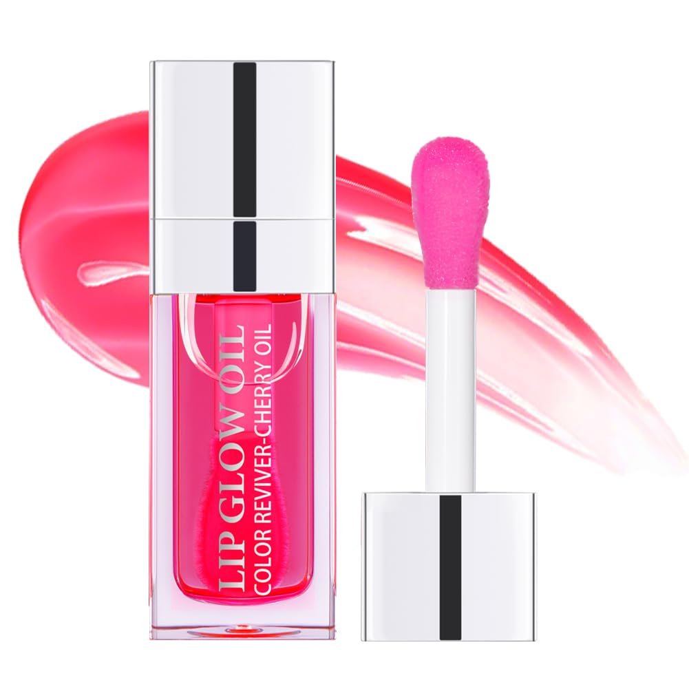 Hydrating Lip Oil – Moisturizing, Plumping Lip Gloss Balm With Cherry Tint