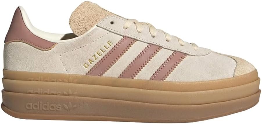 adidas Womens Gazelle Bold Lace Up Sneakers Shoes Casual – Beige