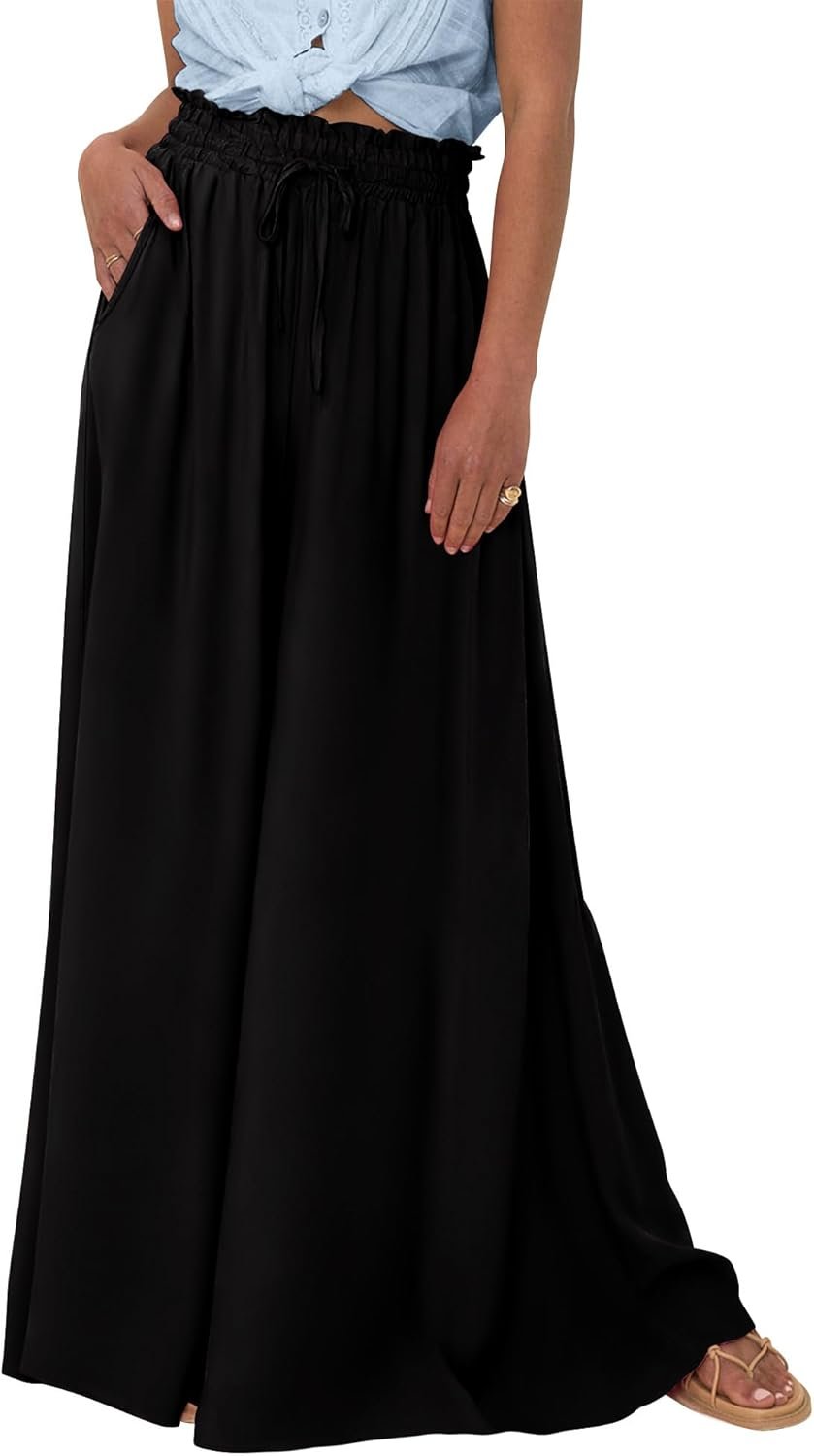BTFBM Women Casual High Waist Wide Leg Pants 2026 Spring Summer Long Palazzo Pants Pocket Lounge Beach Vacation Clothes