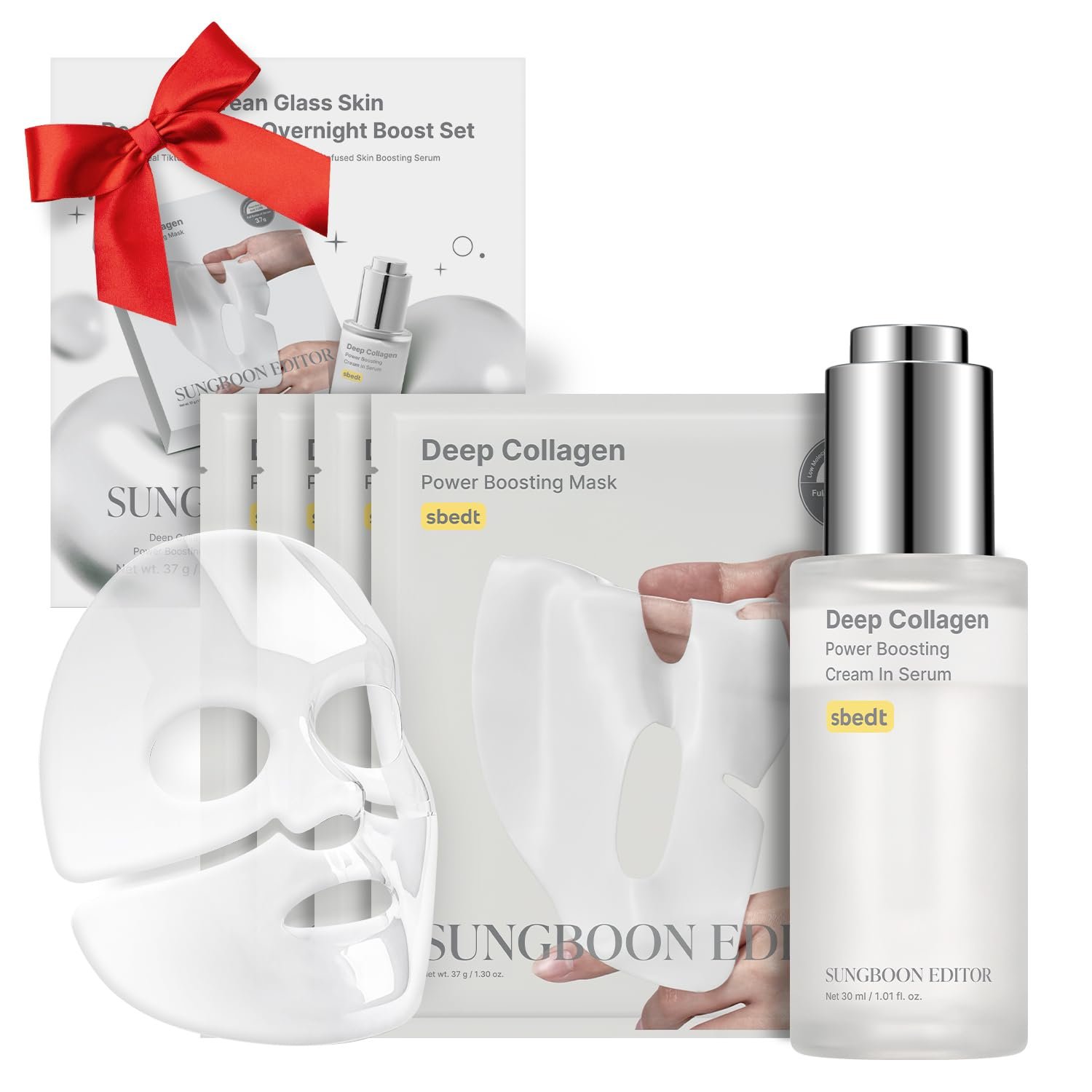 SUNGBOON EDITOR Rejuvenating Combo/Deep Collagen Boost Set | Face Mask (4ea) & Serum | Collagen & Volufiline Skincare Set | Hydrating & Firm-Looking Care Korean Skincare Gifts for Women