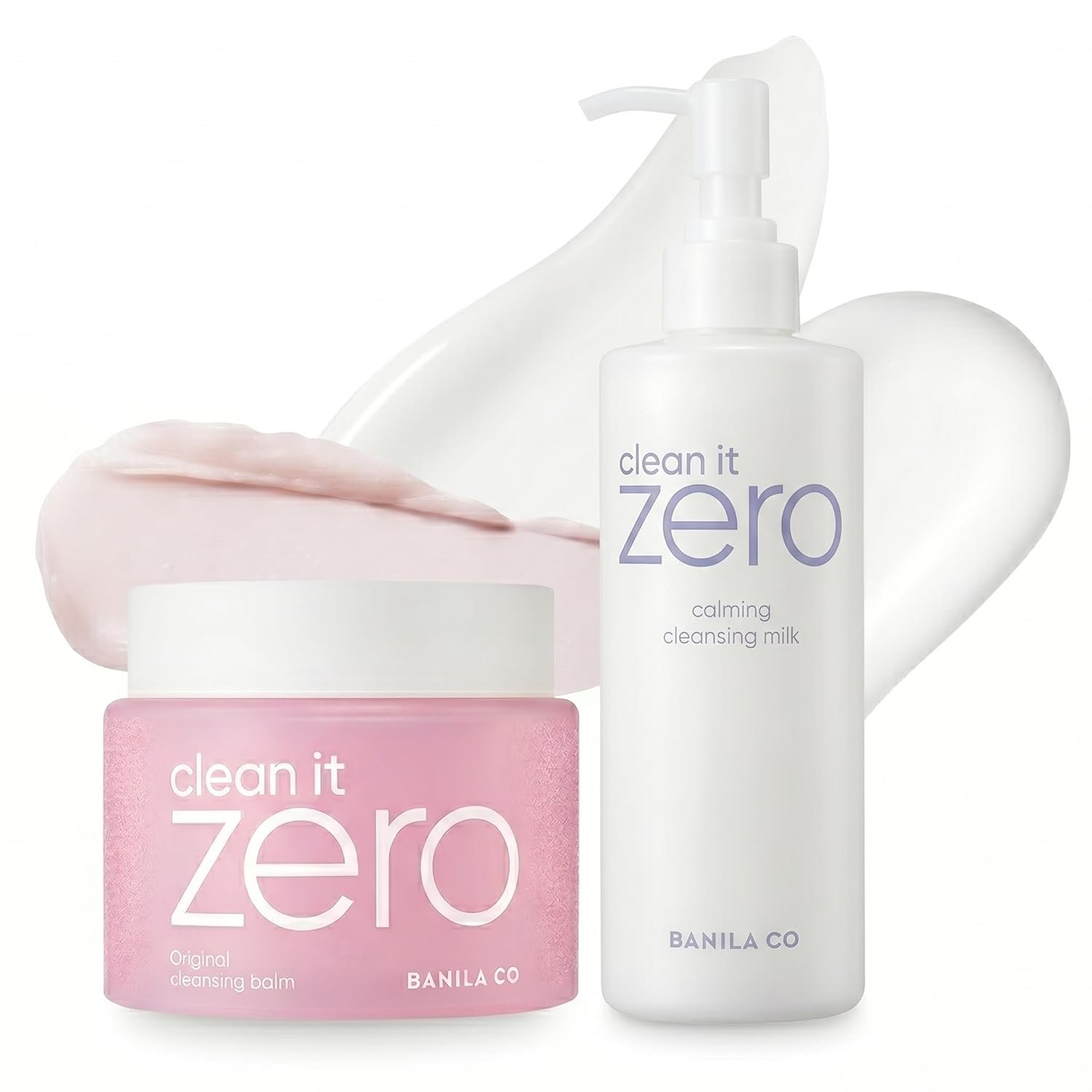 BANILA CO Clean It Zero Double Cleansing Set – Original Balm (180ml) & Calming Cleansing Milk (200ml) | Vegan Makeup Remover Duo for All Skin & Sensitive Skin | Deep Cleanse & Barrier Care