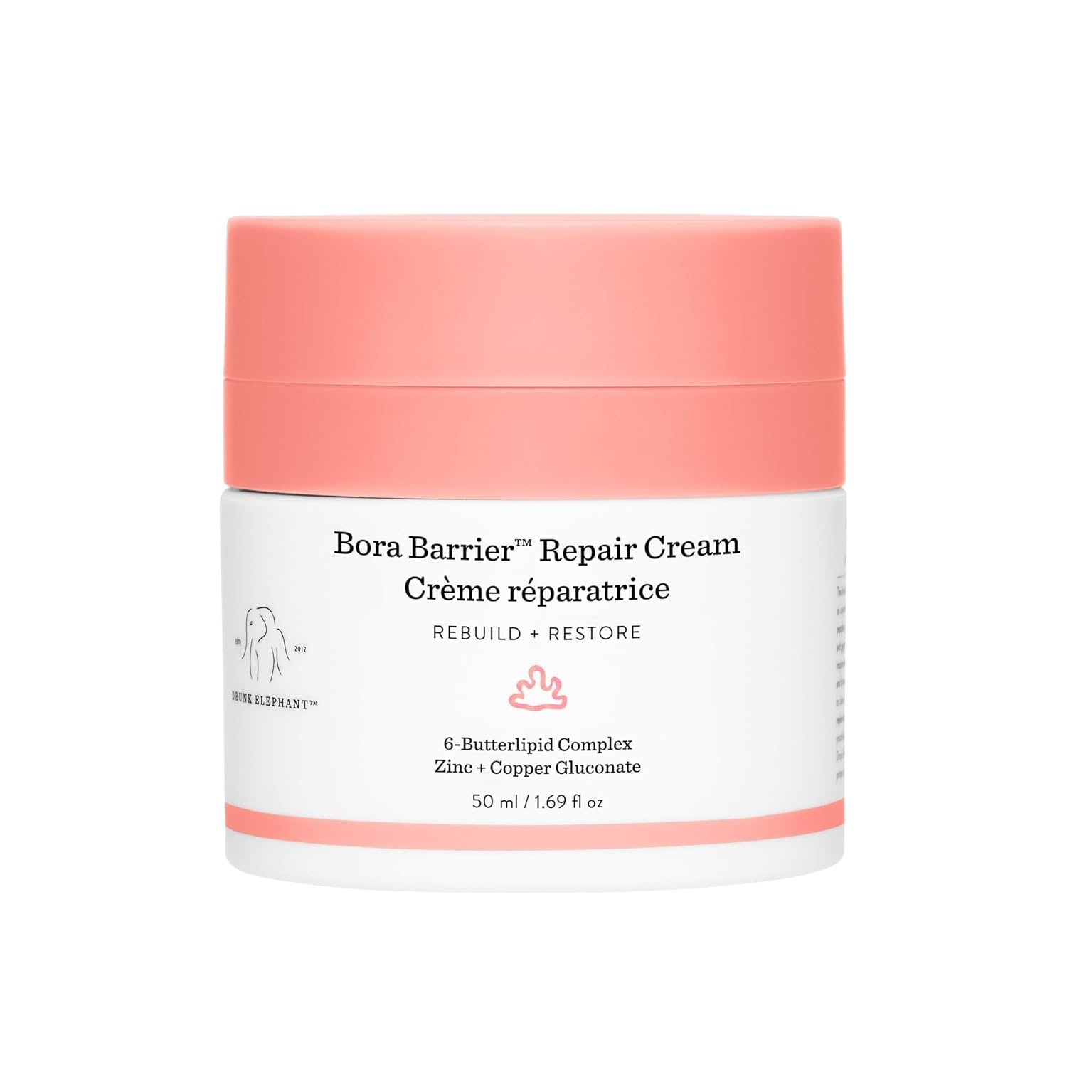Drunk Elephant Bora Barrier Repair Cream – Ultra-Rich Moisturizer – Clean Clinical Skincare – Cruelty-Free – Dermatologist-Tested – Free of Essential Oils, Silicones, and Fragrance