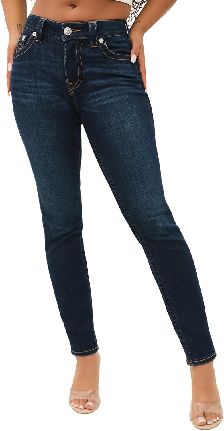 True Religion Women’s Jennie Mid Rise Curvy Fit Skinny Ankle Jean – Skinny Jeans for Women, Comfortable & Trendy