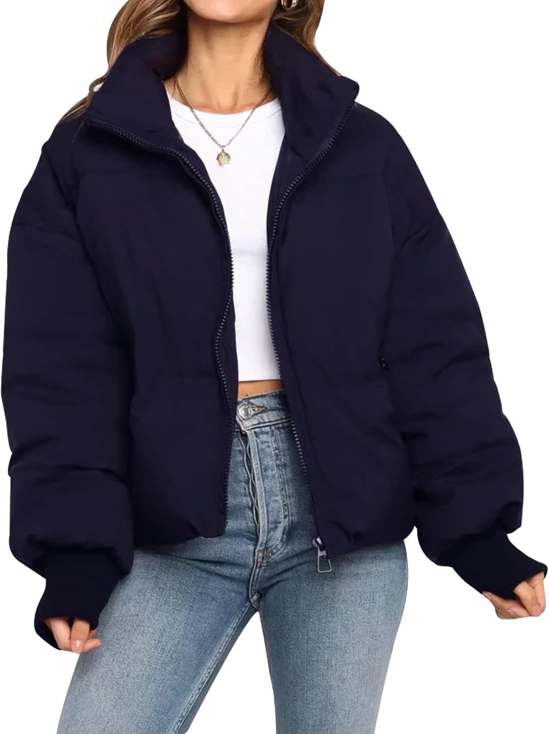 Gihuo Women’s Winter Cropped Puffer Jacket Coat Short Warm Quilted Jacket 2026