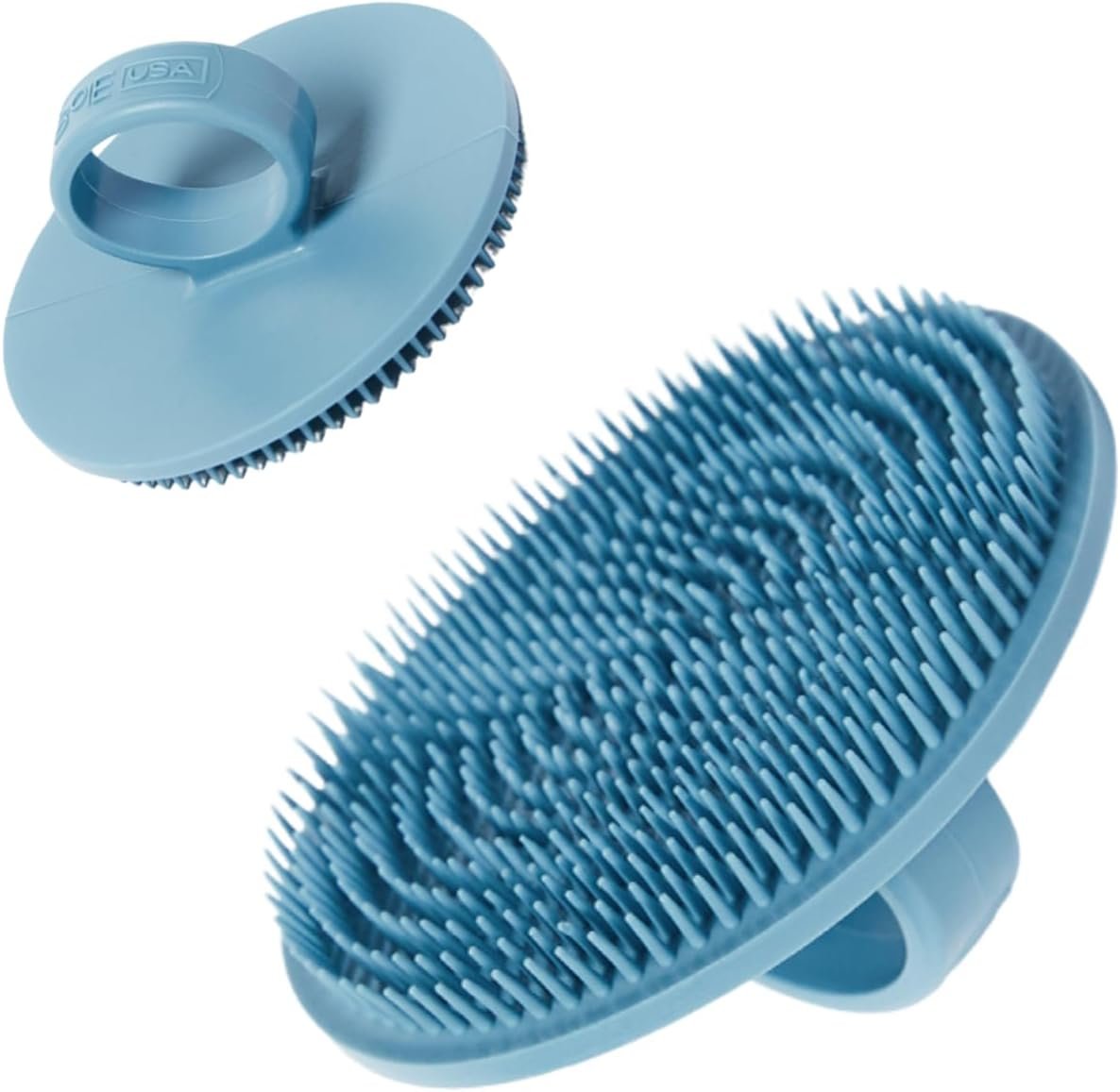 Boie USA Face Scrubber – Handheld Facial Tool, Deep Cleansing Exfoliating Facial Brush. Fights Acne with Gentle, Silicone-Like Bristles, Long Lasting, & Hypoallergenic (Blue)