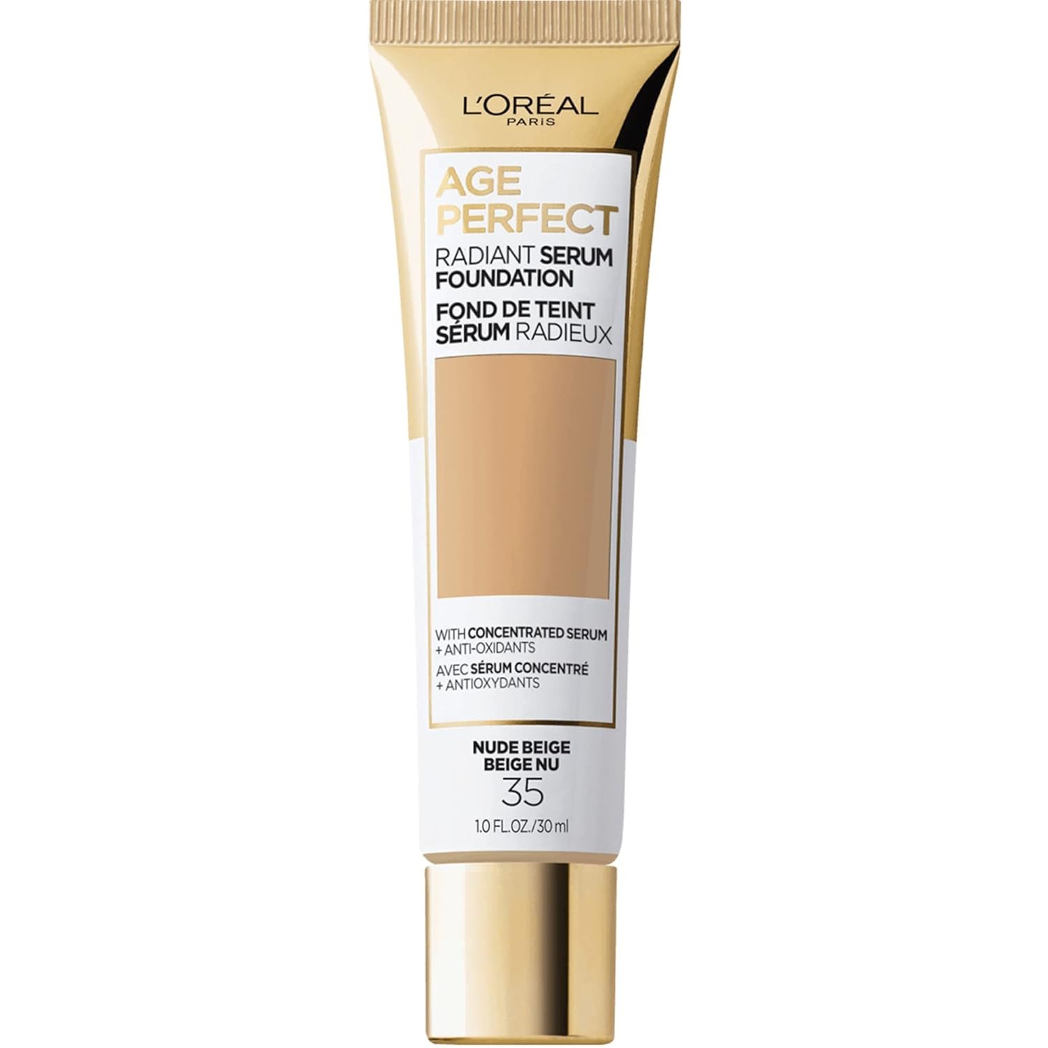 L’Oreal Paris Age Perfect Radiant Serum Foundation with SPF 50, Nude Beige, 1 Ounce