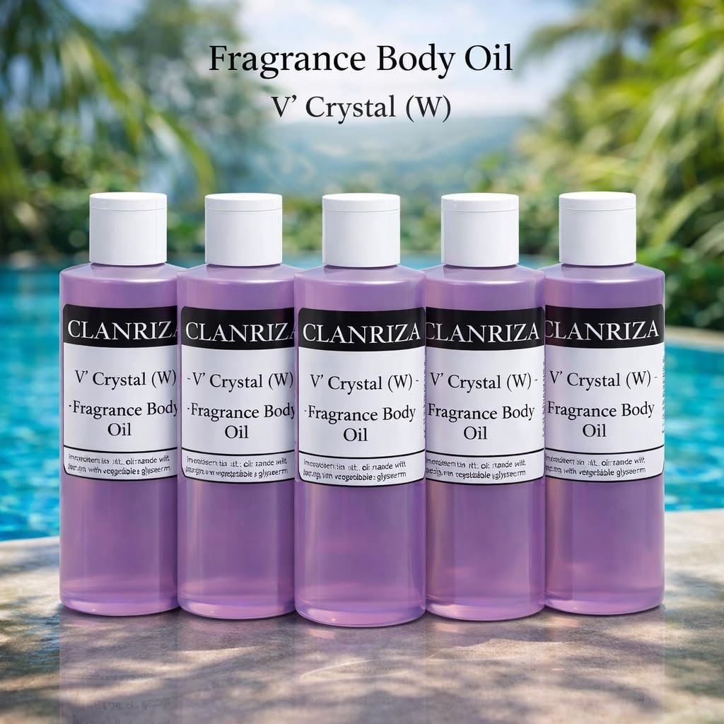 1 Fl Oz V’ Crystal Natural Fragrance Body Oil, Long-Lasting Perfume Oil For Women, Scented Essential Body Oil for Daily Use, Lightweight & Travel-Friendly Plastic Bottle