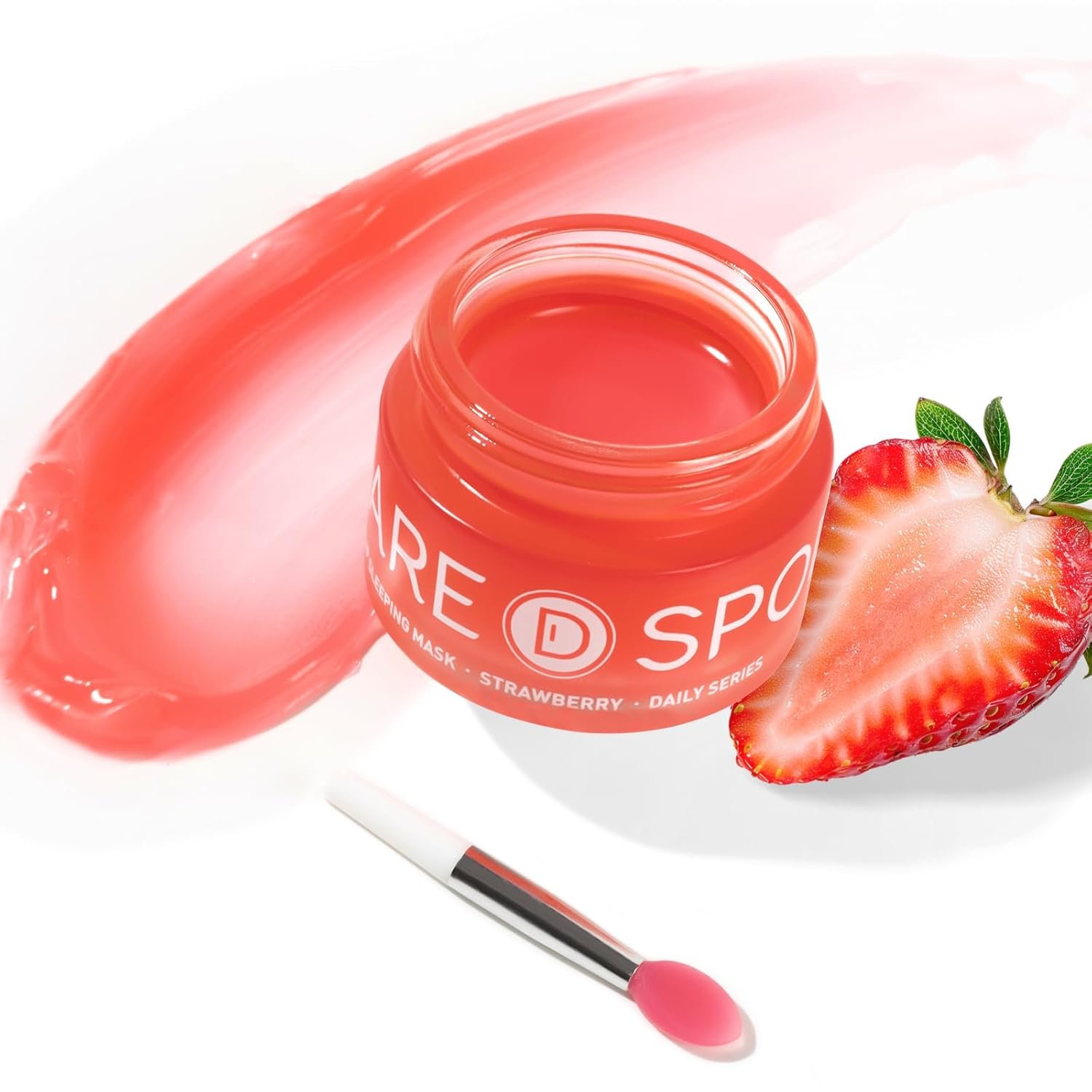 SPODARE Sleeping Lip Mask Strawberry – Overnight Lip Treatment, Lip Care Hydration, Repair for Dry Cracked Lips, Vitamin C, Soft and Nourished Lips Overnight, Christmas, with Shea Butter – 0.42 Fl Oz